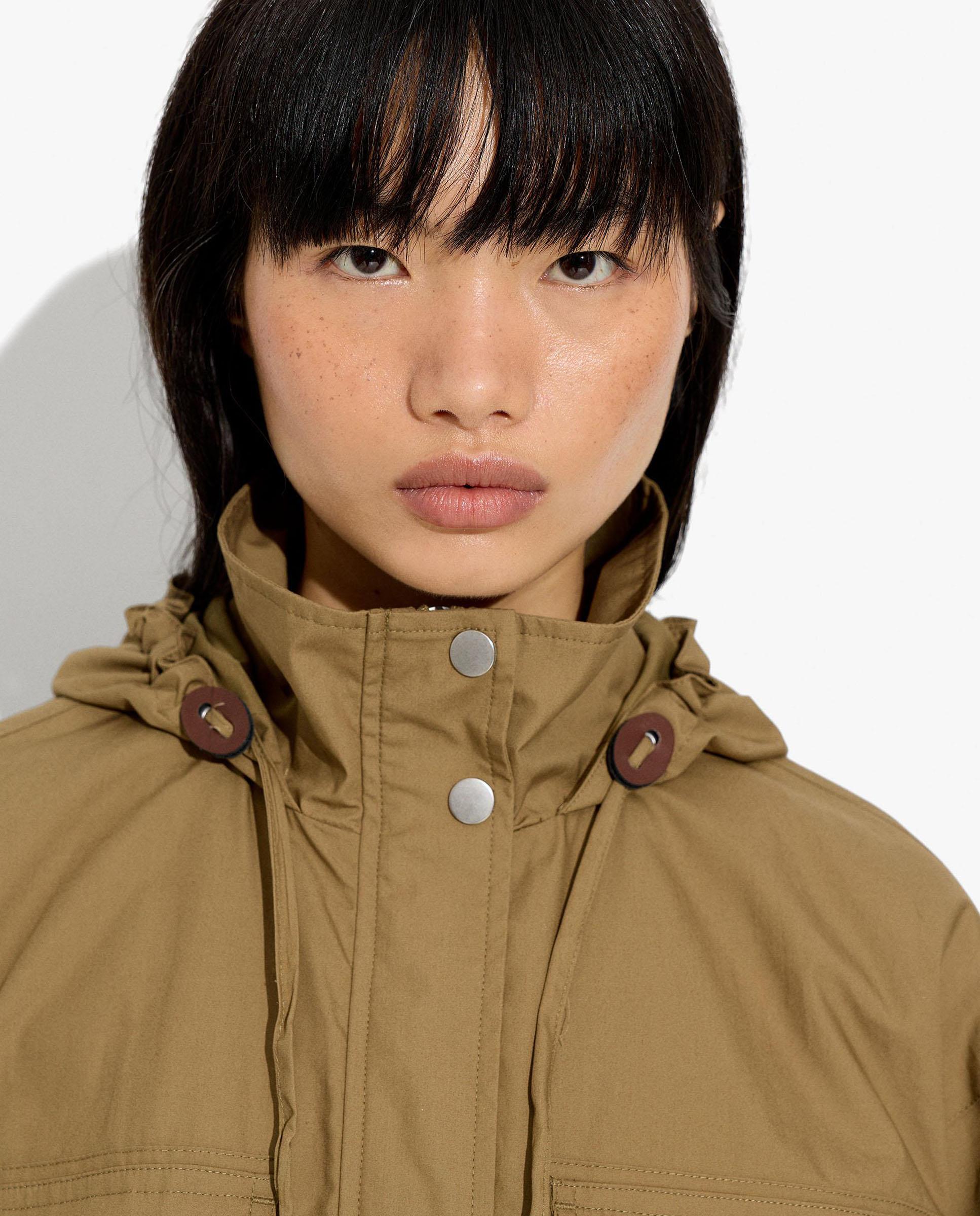Parka de mujer 100% algodón con capucha en liso - Parfois - Marrón Marrón-5