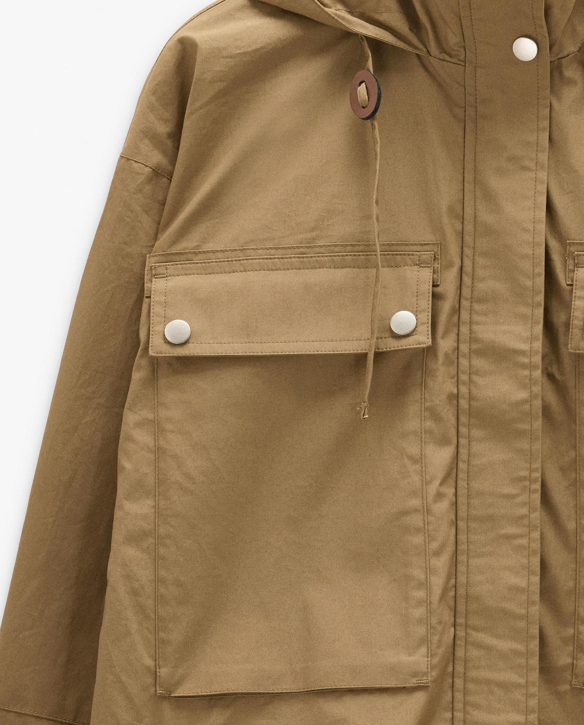 Parka de mujer 100% algodón con capucha en liso - Parfois - Marrón Marrón-6