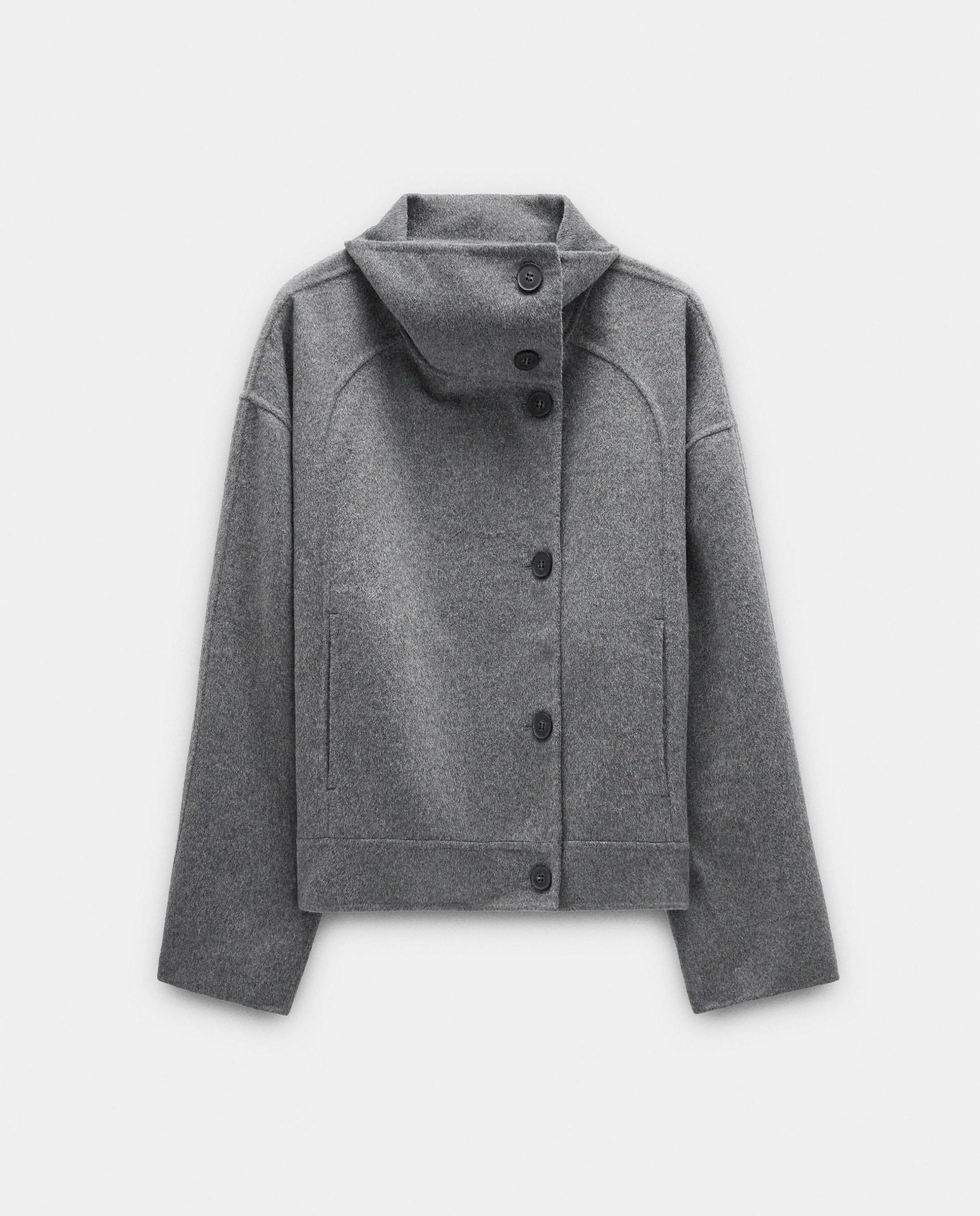 Chaqueta de mujer con mezcla de tejidos y solapas - Parfois - Gris Gris-6