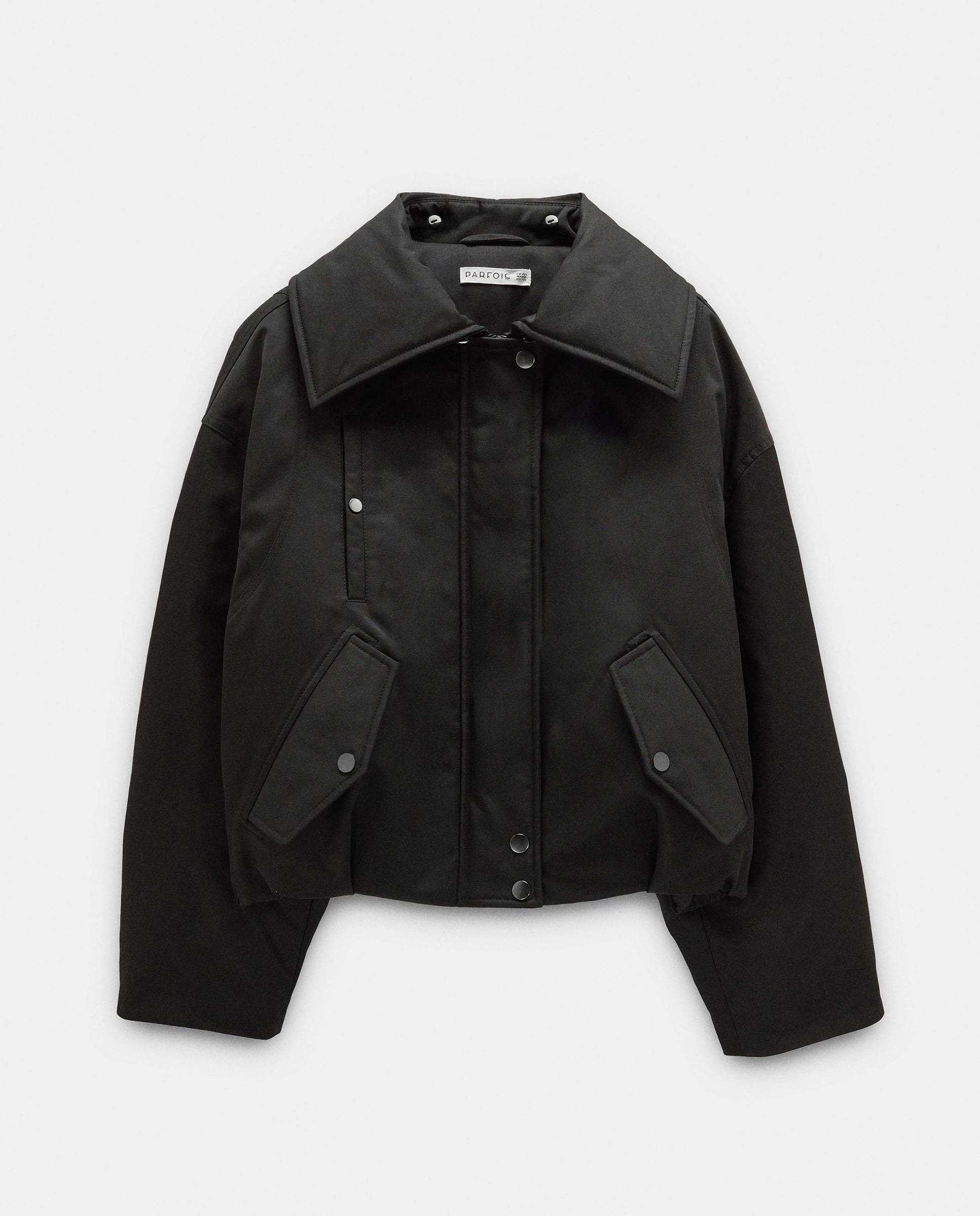 Chaqueta de mujer con detalles a contraste de pelo - Parfois - Negro Negro-8