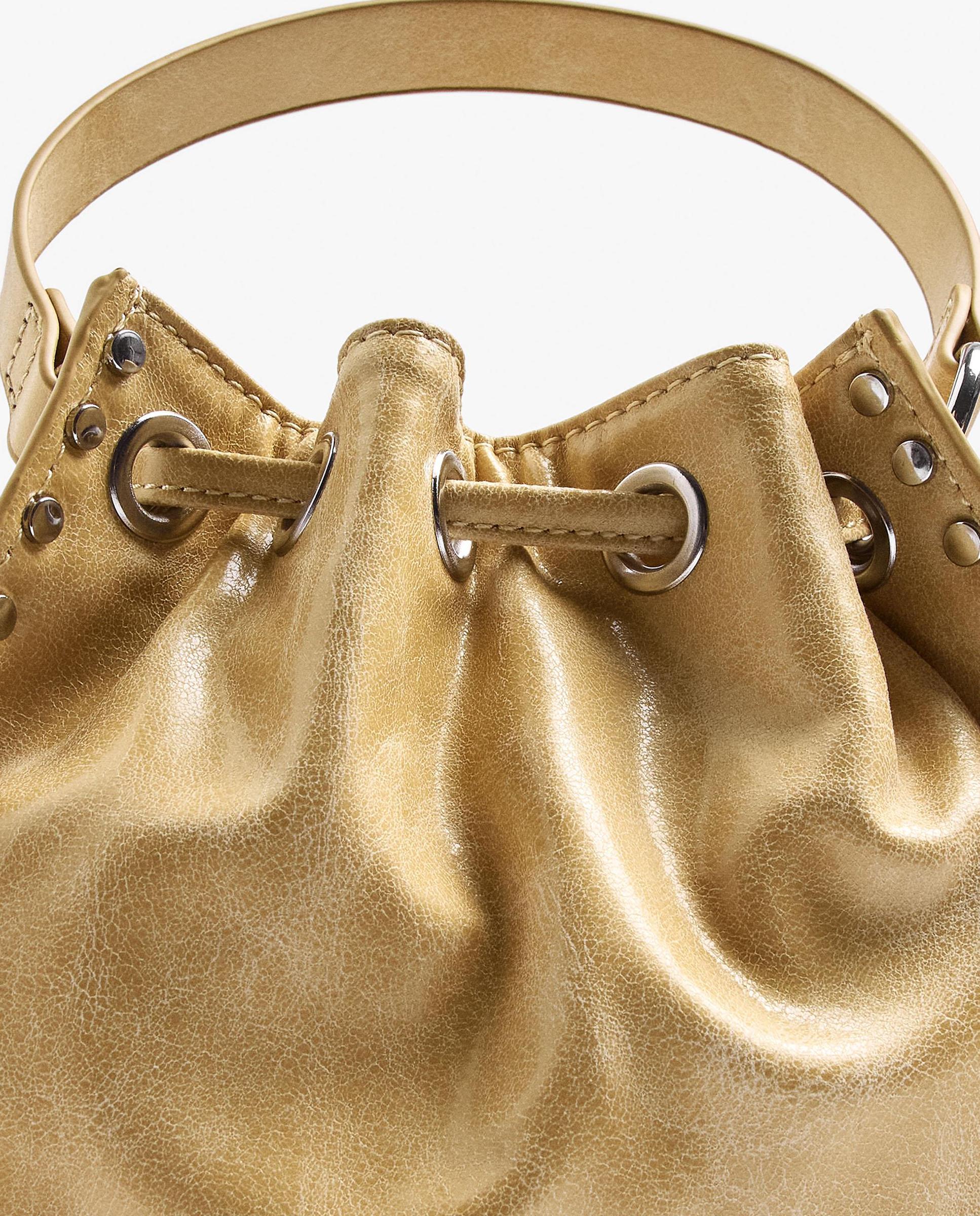 Bolso de fiesta multiposición con tachuelas decorativas y cierre fruncido - Parfois - Amarillo Amarillo-3