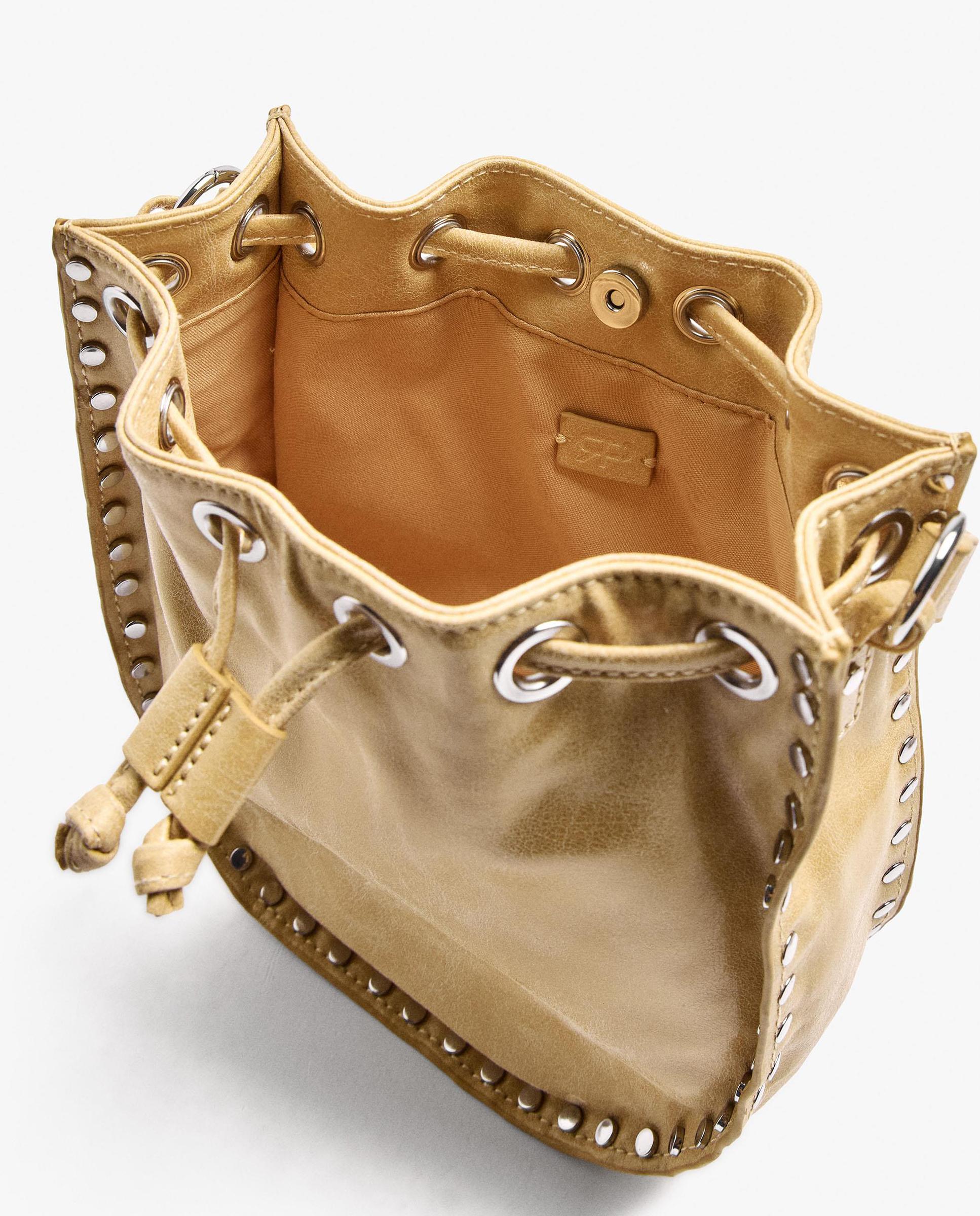 Bolso de fiesta multiposición con tachuelas decorativas y cierre fruncido - Parfois - Amarillo Amarillo-4