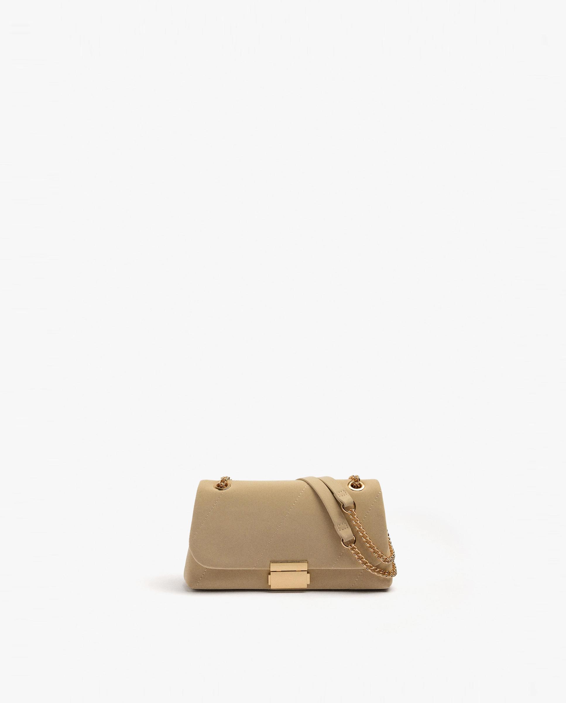 Bolso de hombro con solapa y cierre de botón en liso - Parfois - Natural Natural-1