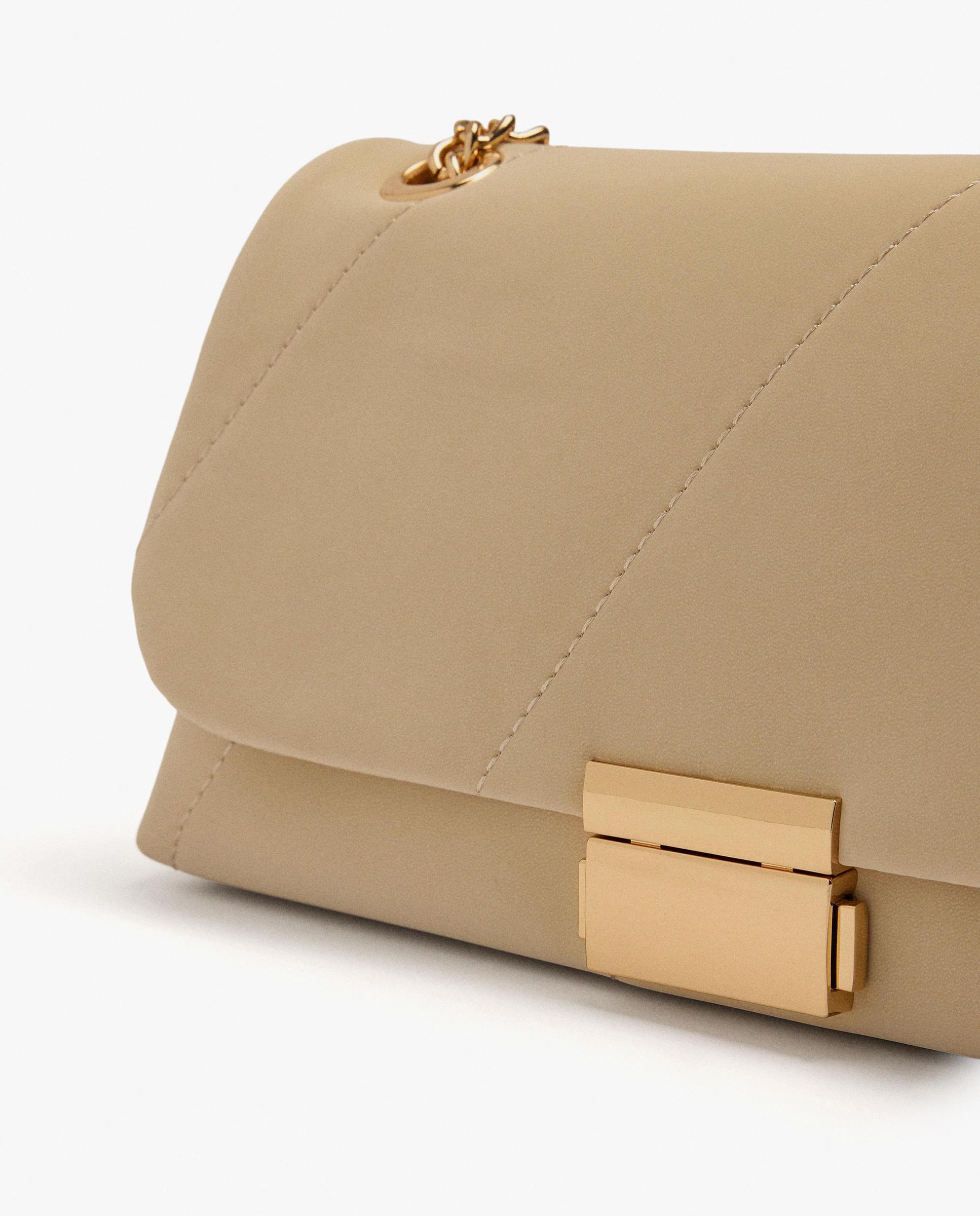 Bolso de hombro con solapa y cierre de botón en liso - Parfois - Natural Natural-3