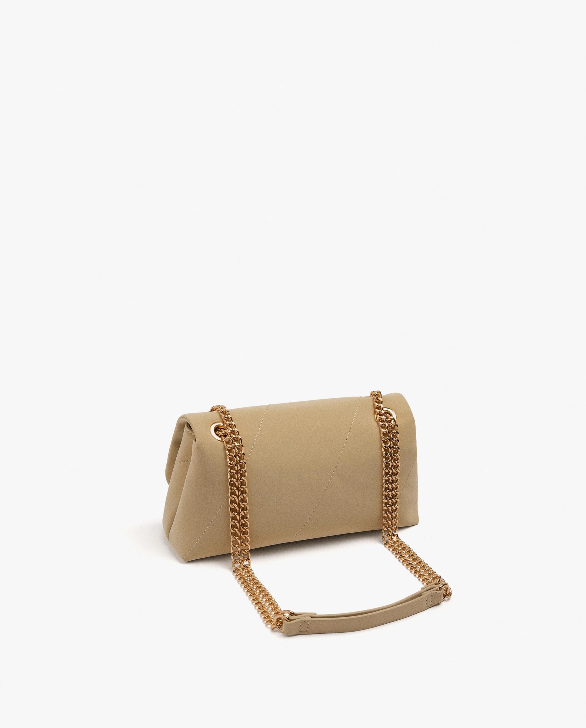Bolso de hombro con solapa y cierre de botón en liso - Parfois - Natural Natural-2