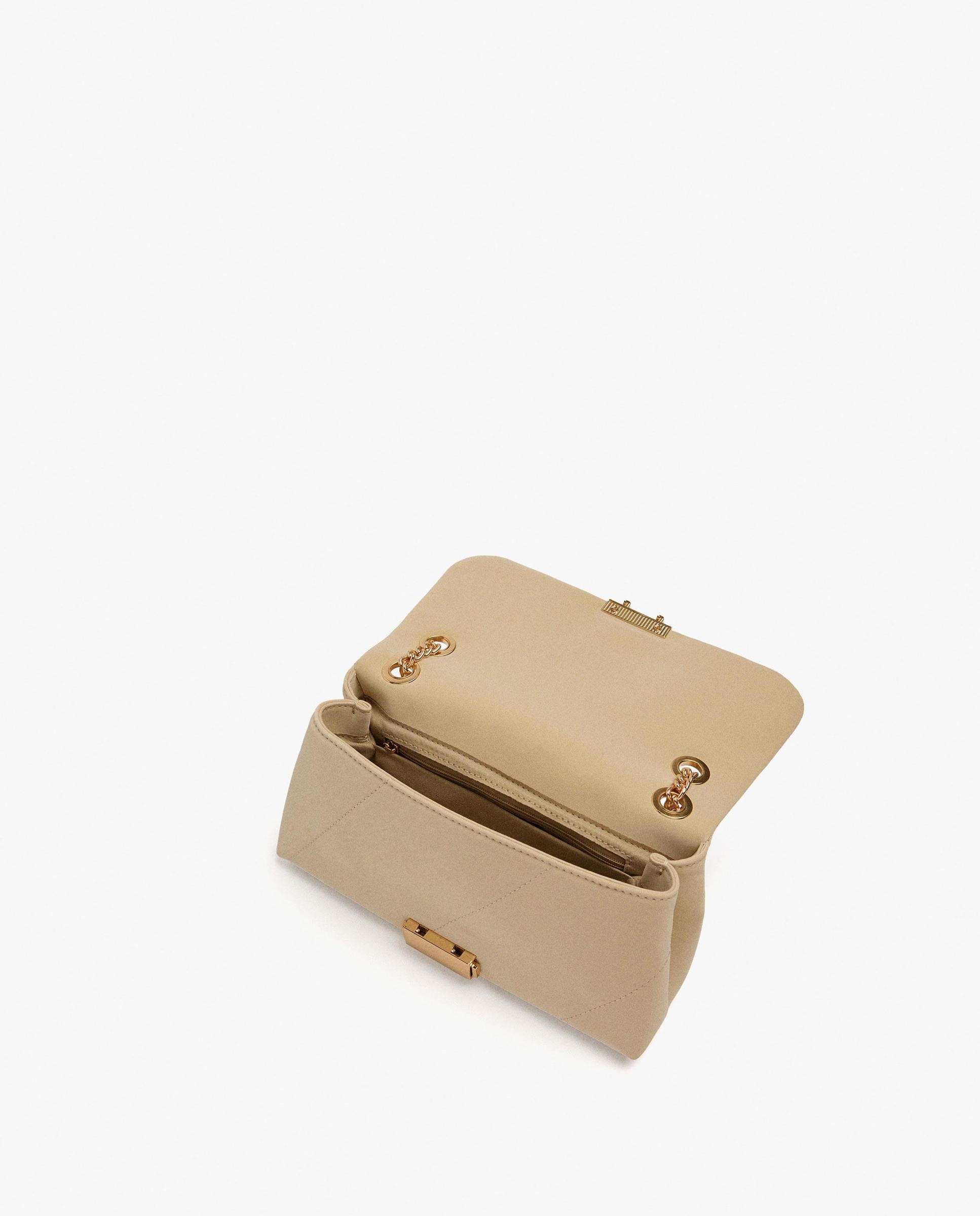 Bolso de hombro con solapa y cierre de botón en liso - Parfois - Natural Natural-4