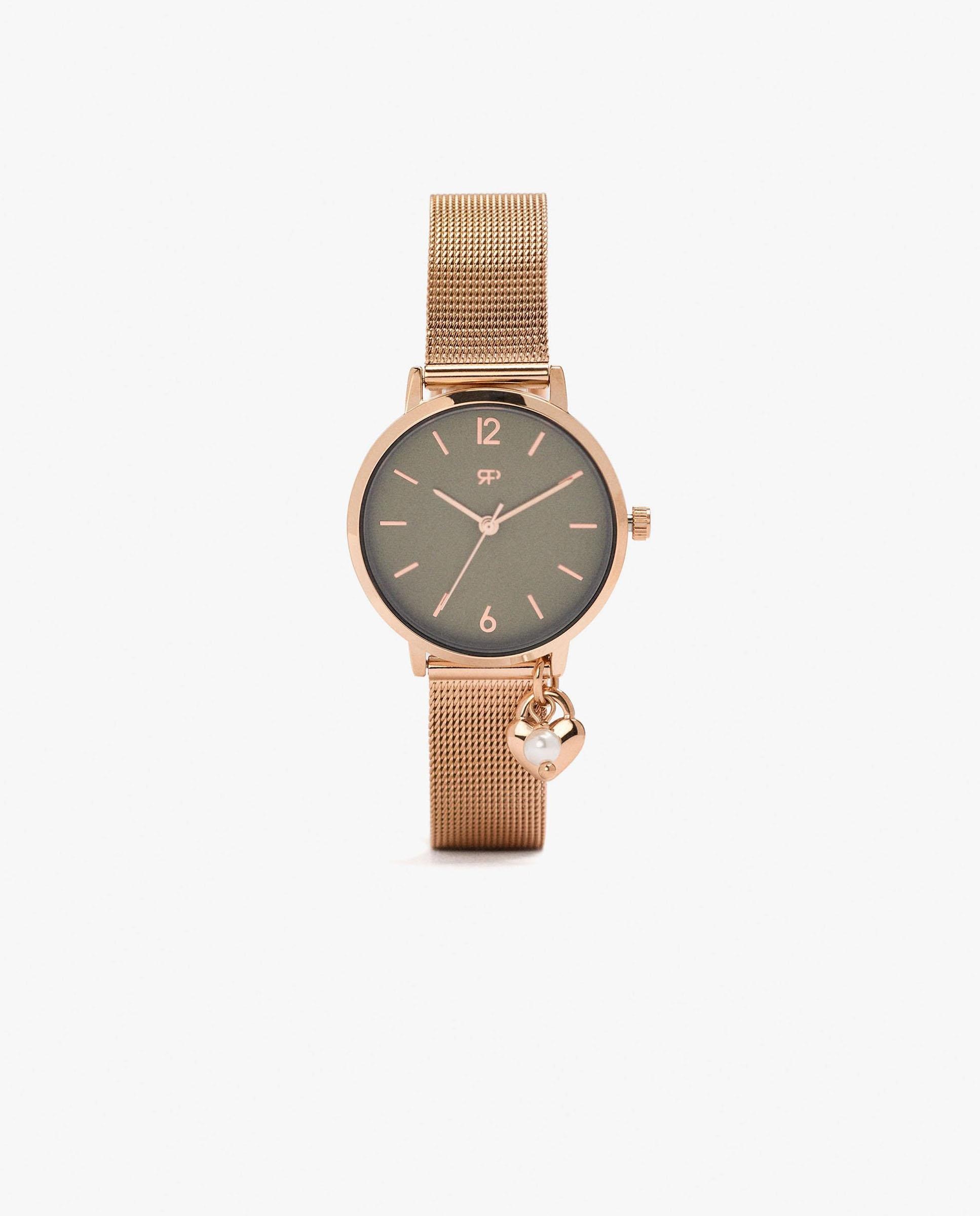 Reloj de mujer de acero inoxidable con charm de corazón decorativo - Parfois - Dorado Dorado-1