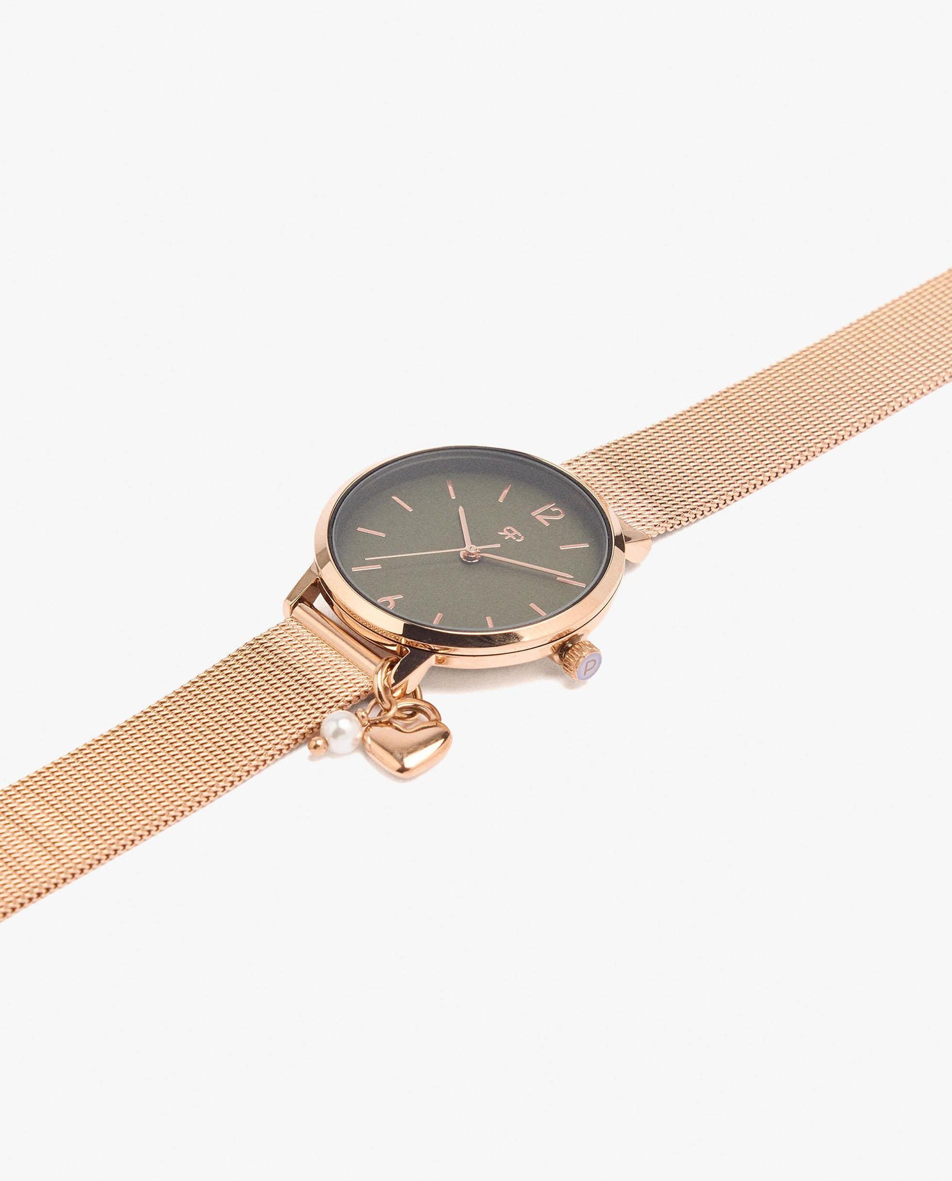 Reloj de mujer de acero inoxidable con charm de corazón decorativo - Parfois - Dorado Dorado-3