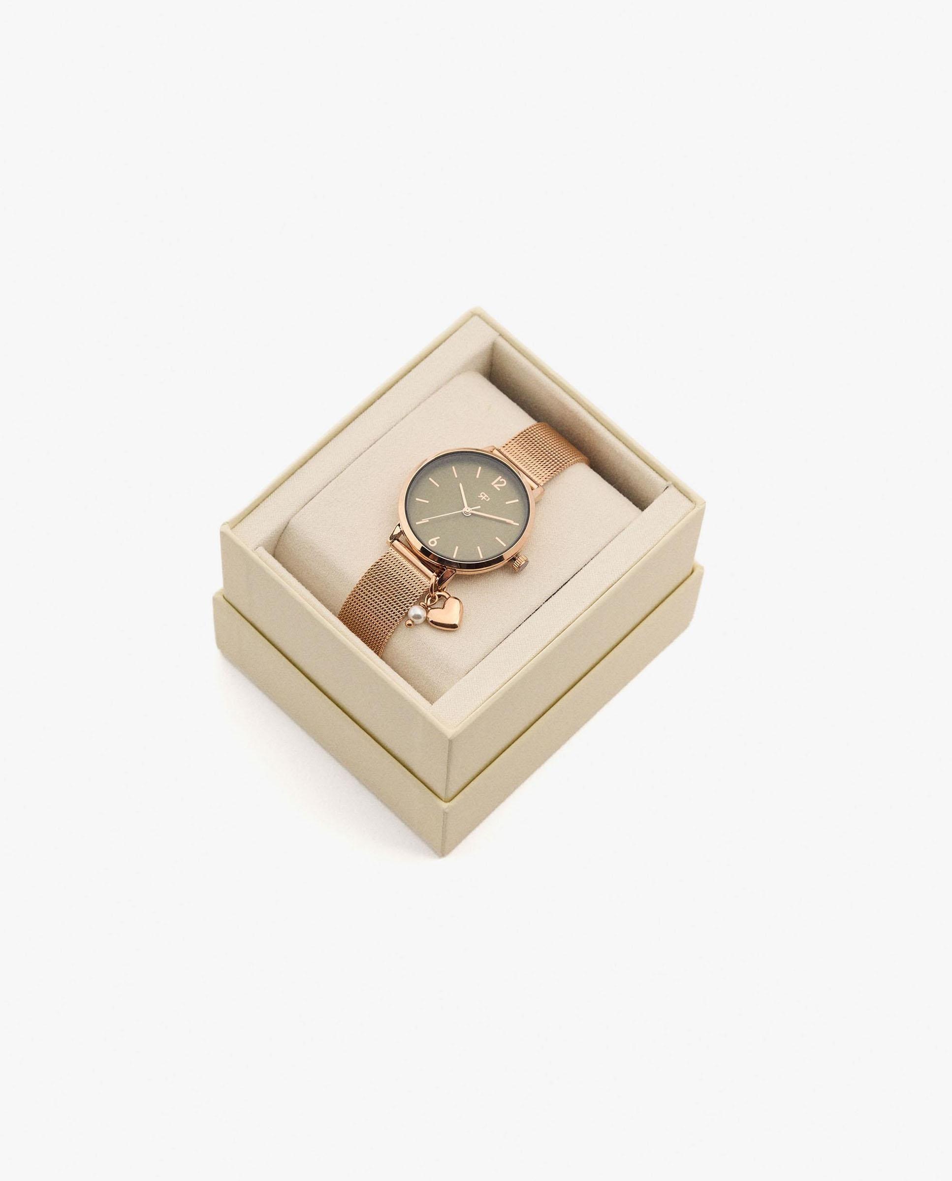Reloj de mujer de acero inoxidable con charm de corazón decorativo - Parfois - Dorado Dorado-4