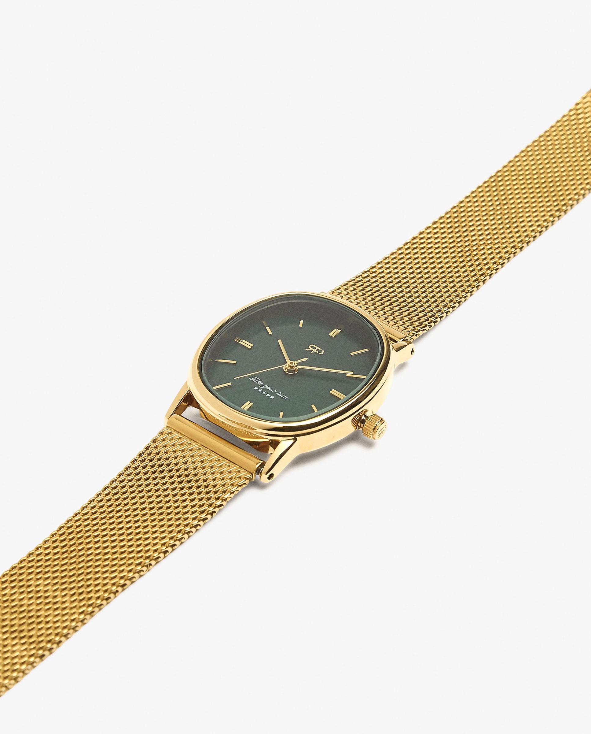 Reloj de mujer de acero inoxidable redondo en liso - Parfois - Dorado Dorado-3