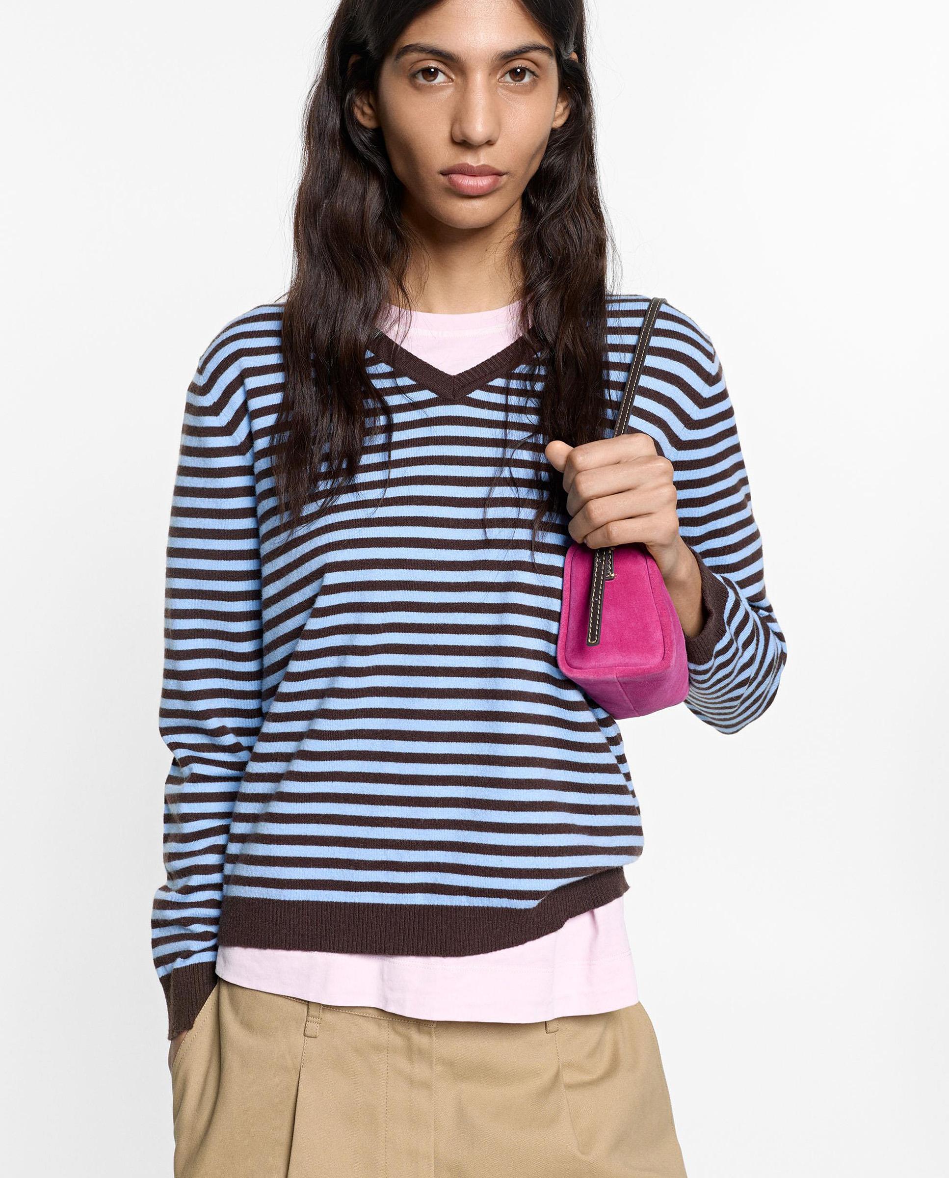 Jersey de mujer de manga larga con estampado de rayas - Parfois - Azul Azul-1