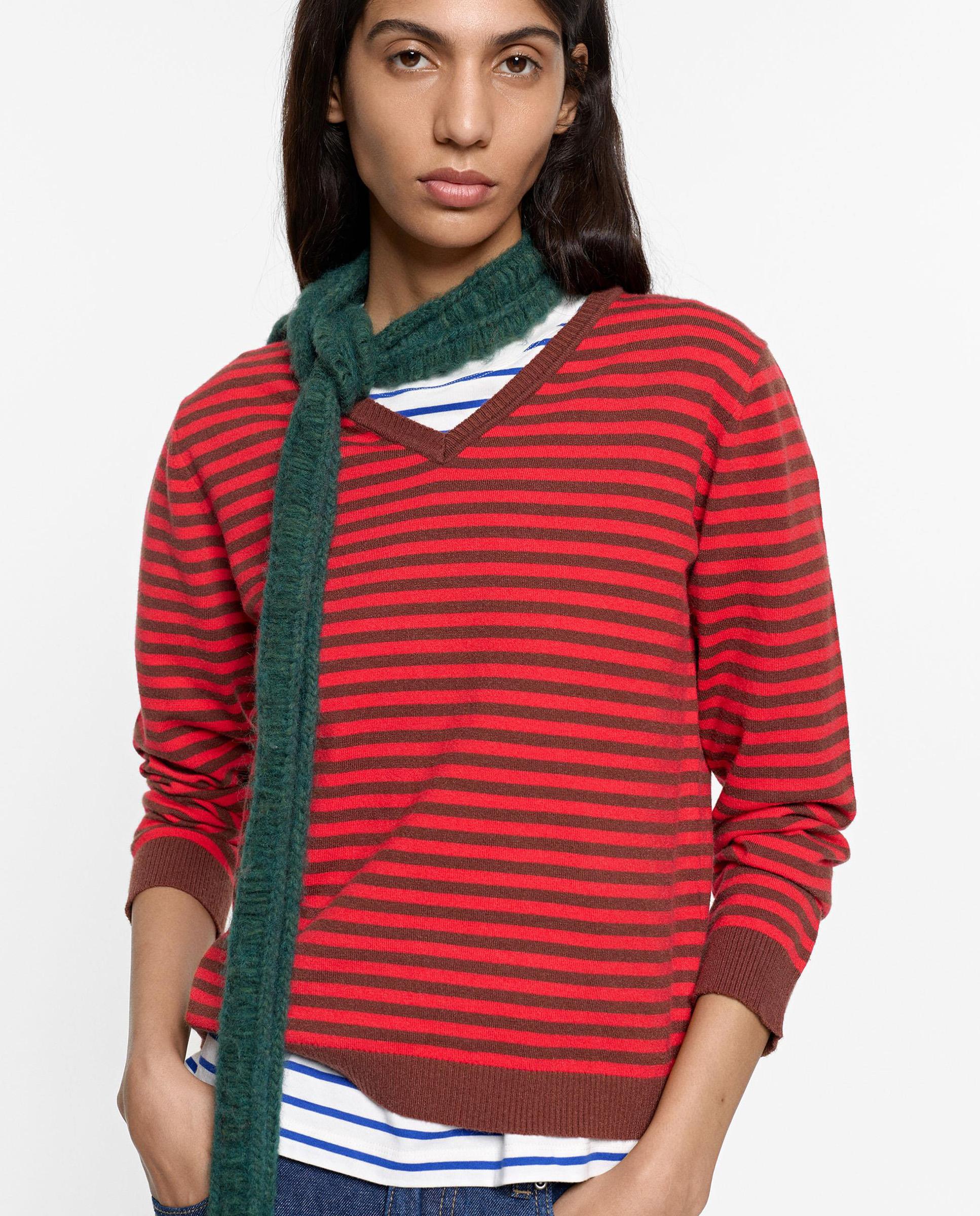 Jersey de mujer de manga larga con estampado de rayas - Parfois - Rojo Rojo-1