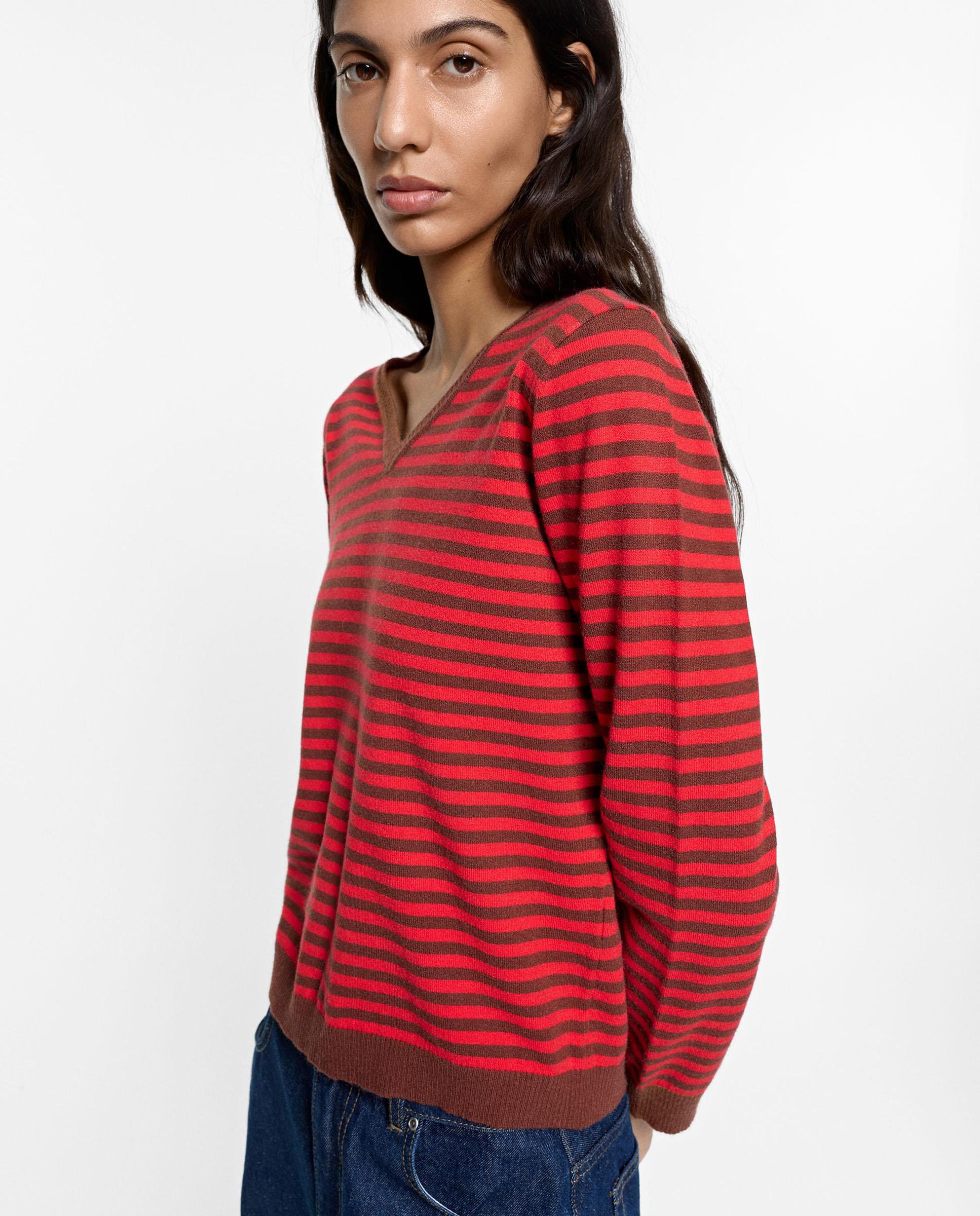 Jersey de mujer de manga larga con estampado de rayas - Parfois - Rojo Rojo-3