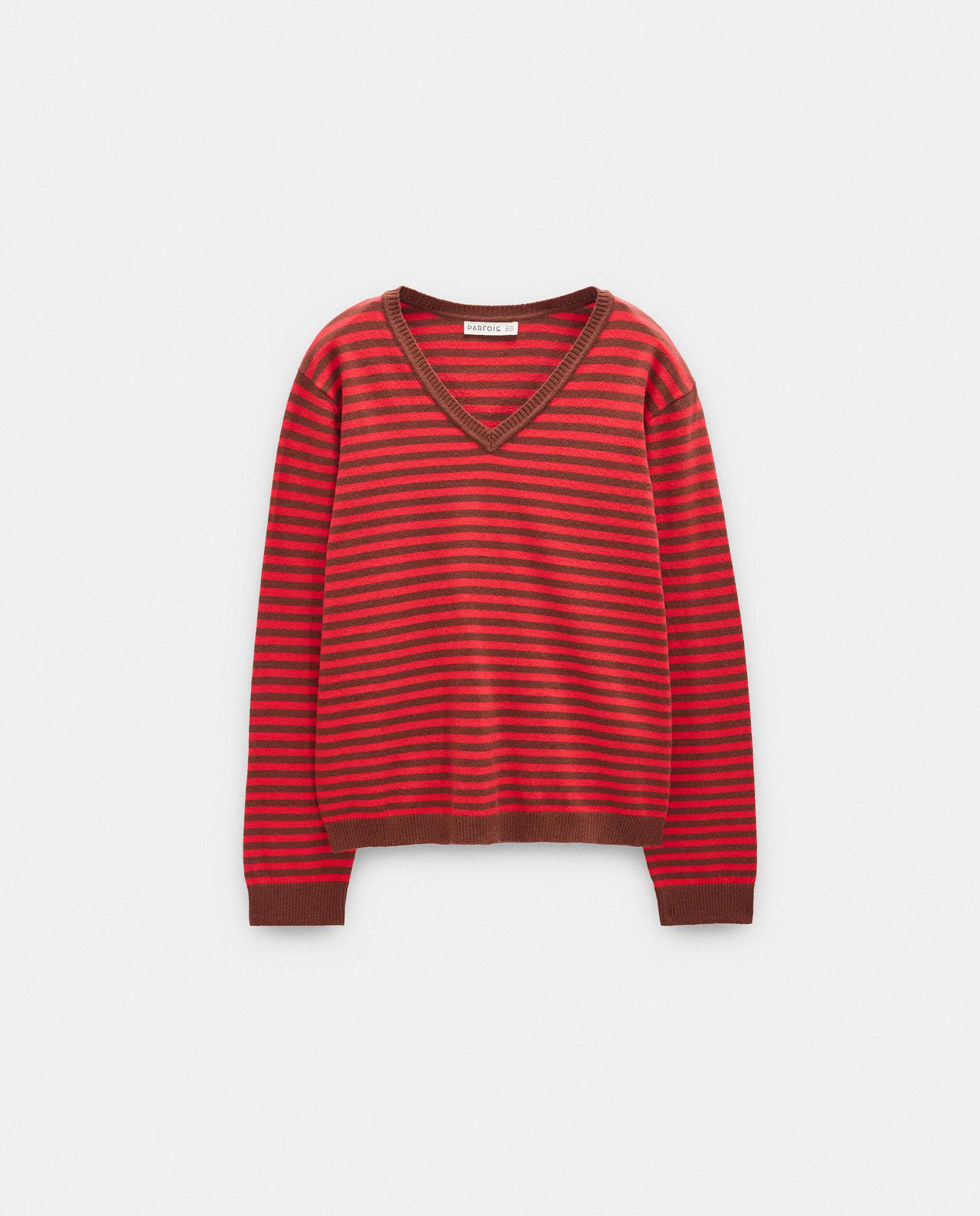 Jersey de mujer de manga larga con estampado de rayas - Parfois - Rojo Rojo-6