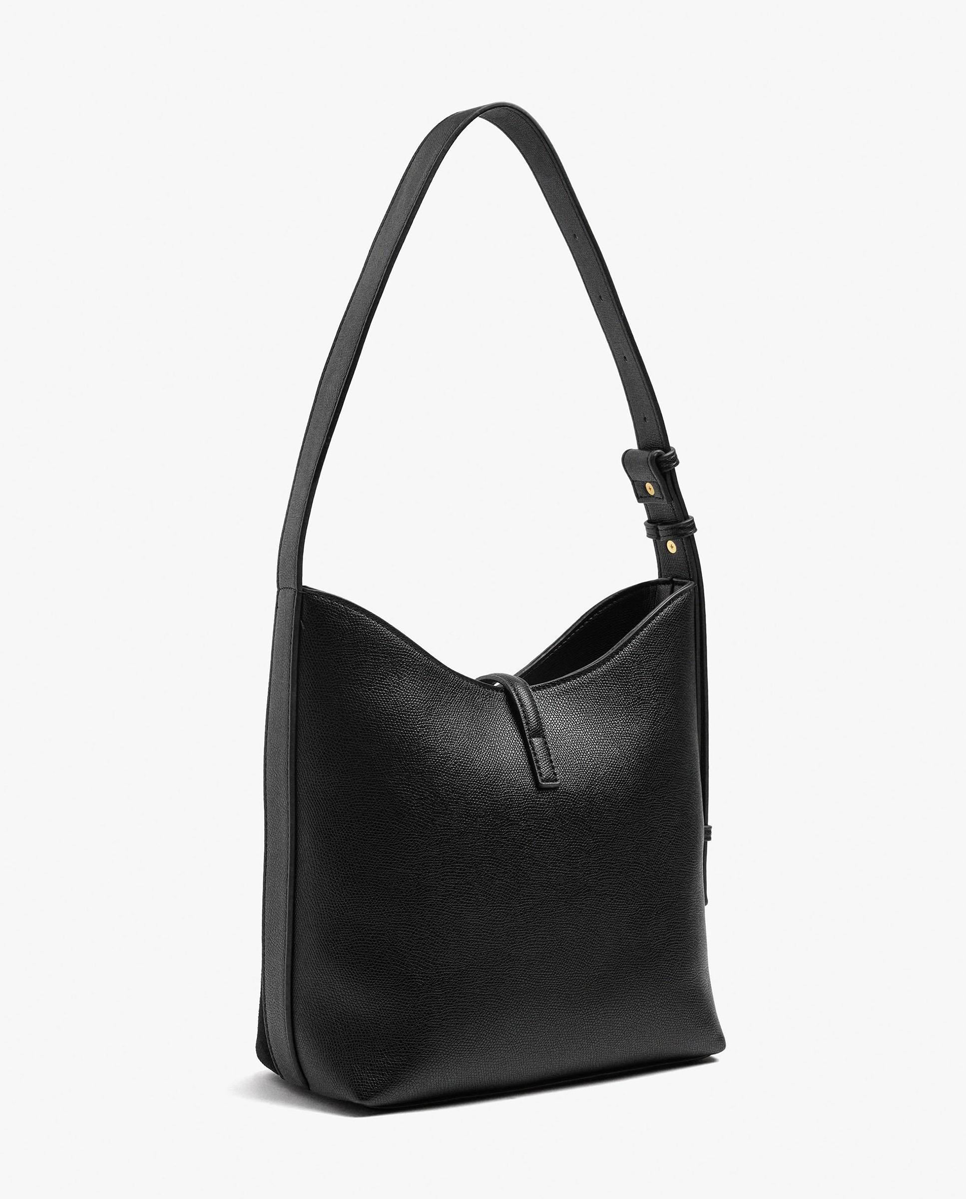 Bolso de hombro efecto piel con cierre de botón en liso - Parfois - Negro Negro-4