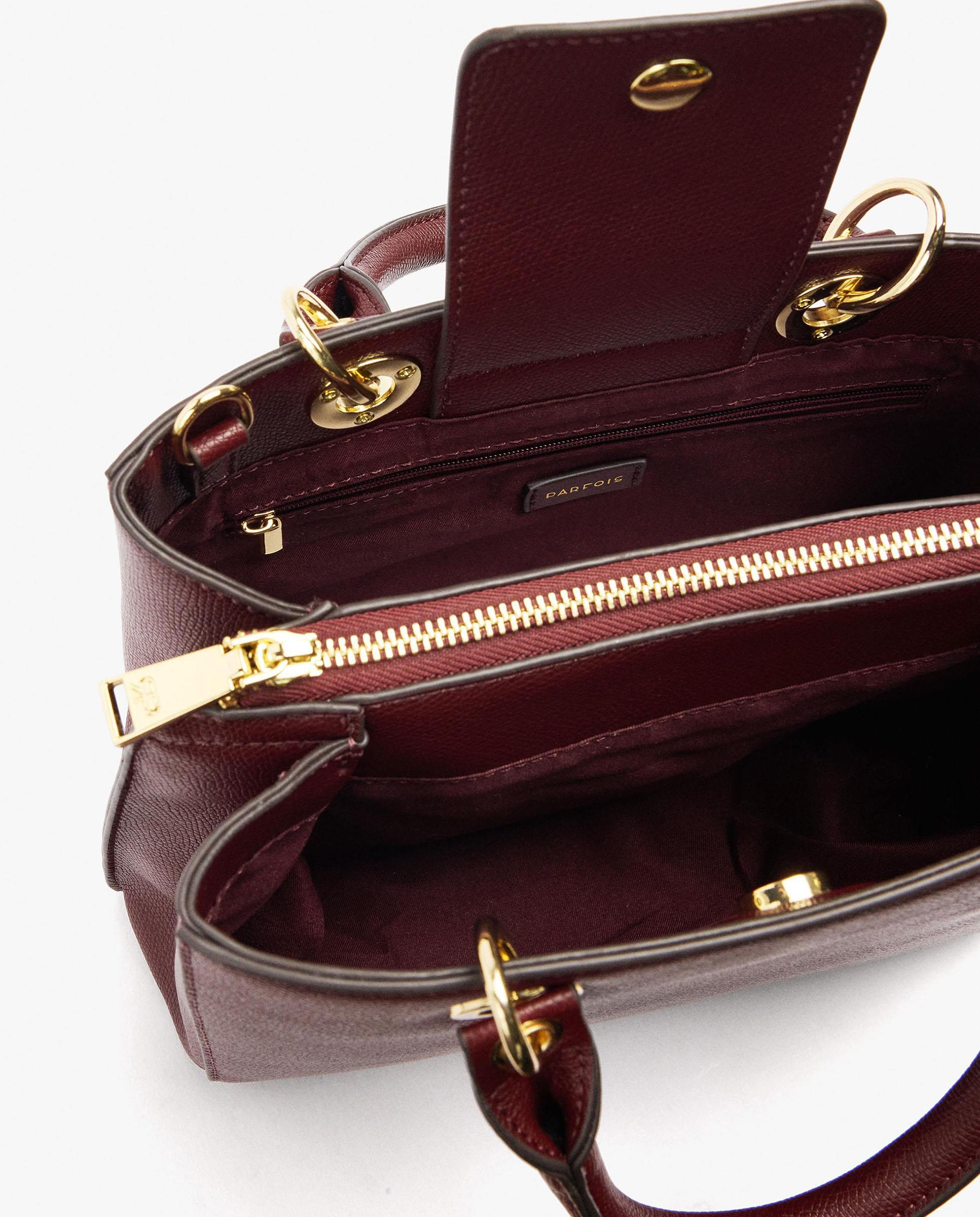 Bolso de mano estilo tote convertible a bandolera con cierre de cremallera en liso - Parfois - Burdeos Burdeos-4