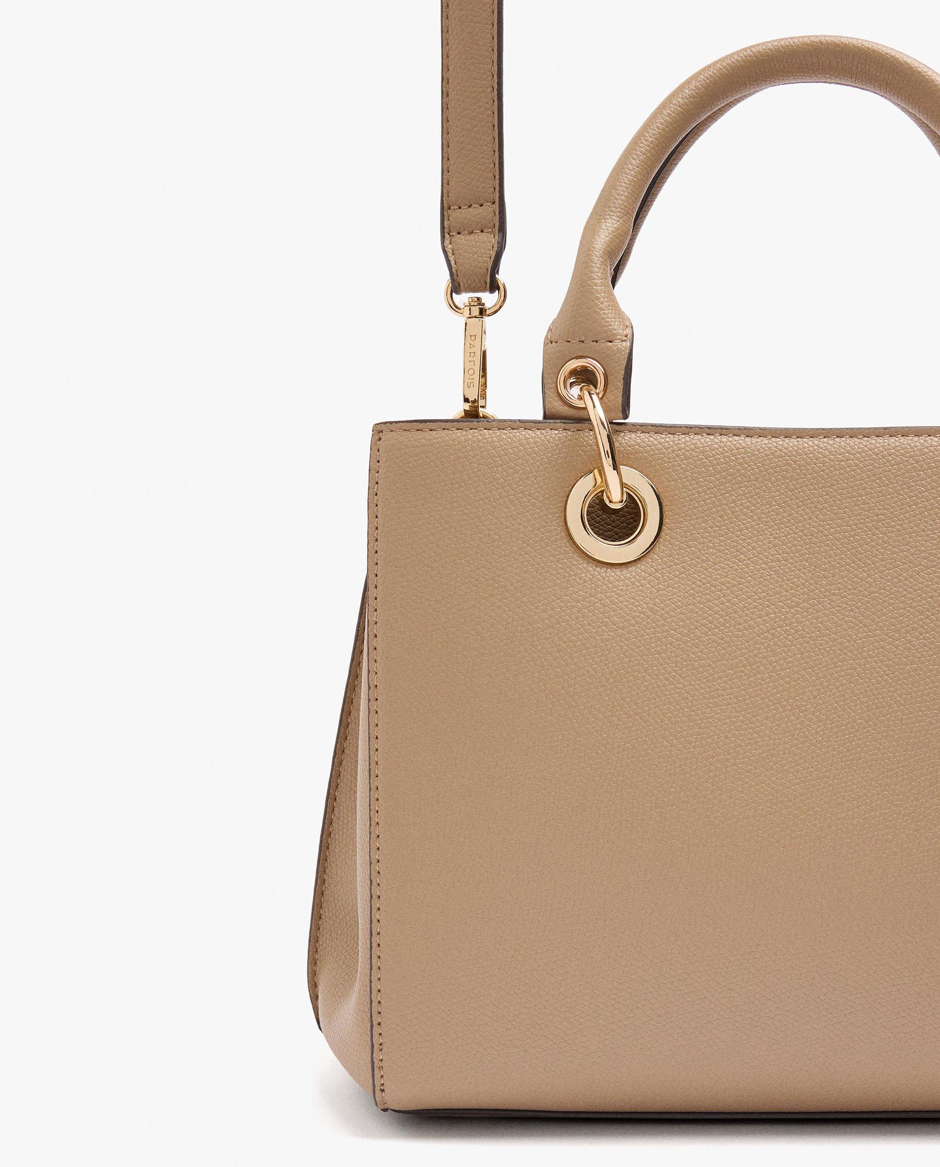 Bolso de mano estilo tote convertible a bandolera con cierre de cremallera en liso - Parfois - Topo Topo-3
