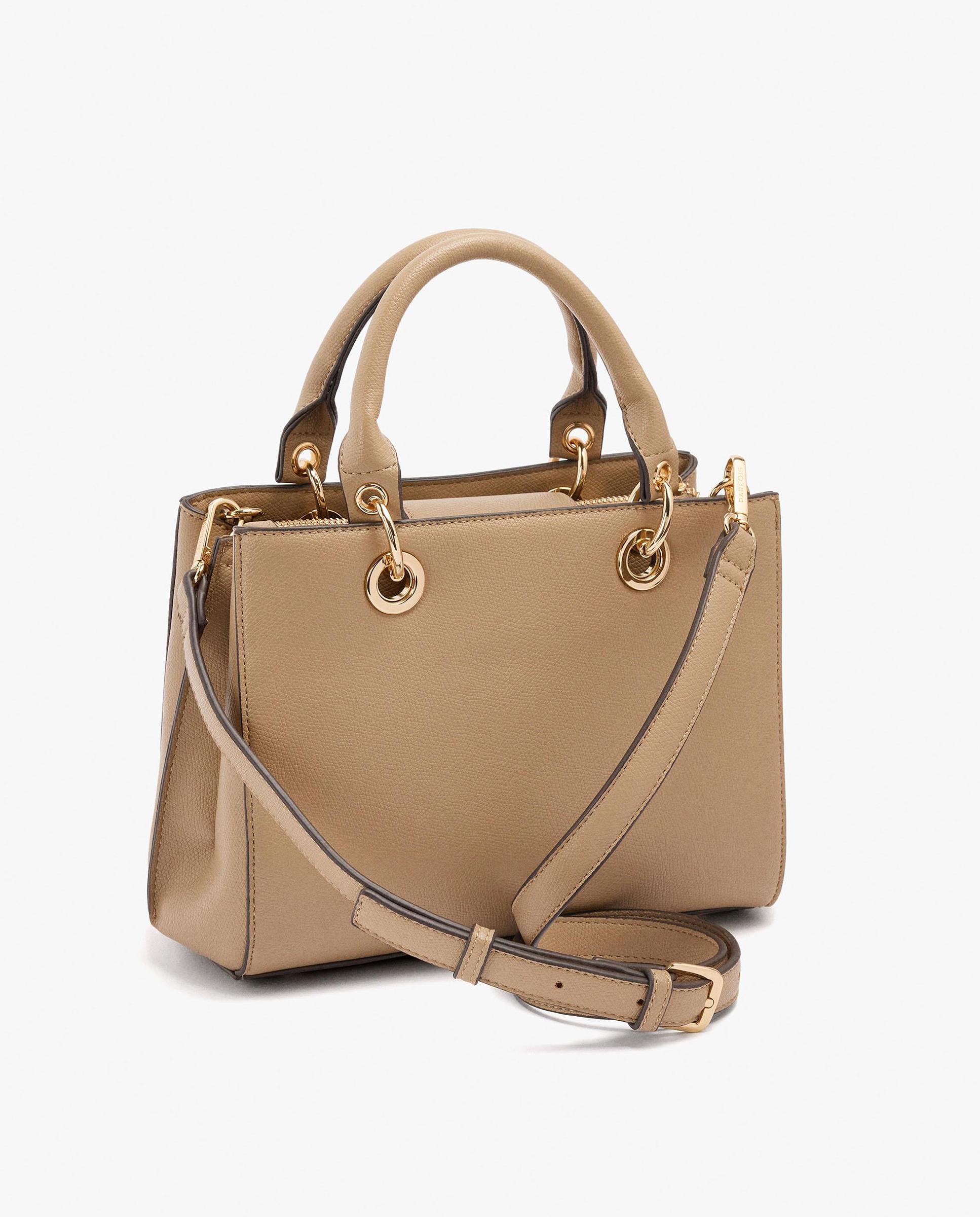 Bolso de mano estilo tote convertible a bandolera con cierre de cremallera en liso - Parfois - Topo Topo-2