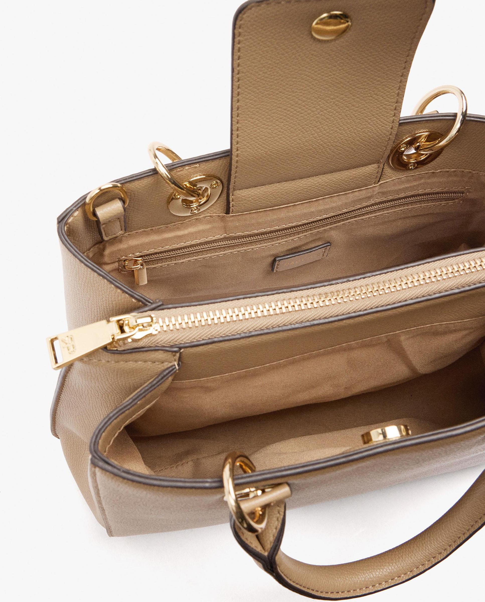 Bolso de mano estilo tote convertible a bandolera con cierre de cremallera en liso - Parfois - Topo Topo-4