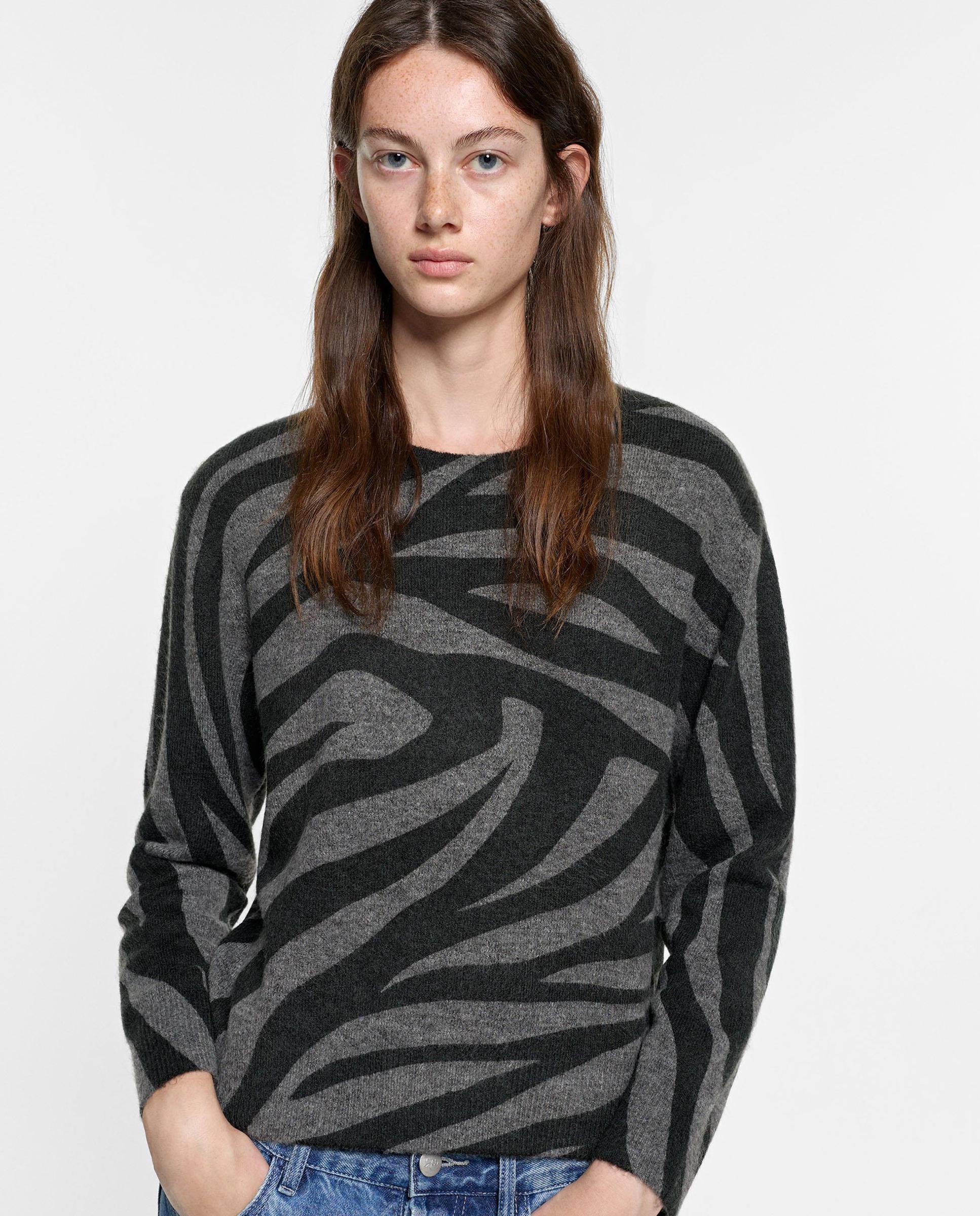 Imagen 0 de Jersey de mujer de manga larga con estampado animal print Gris