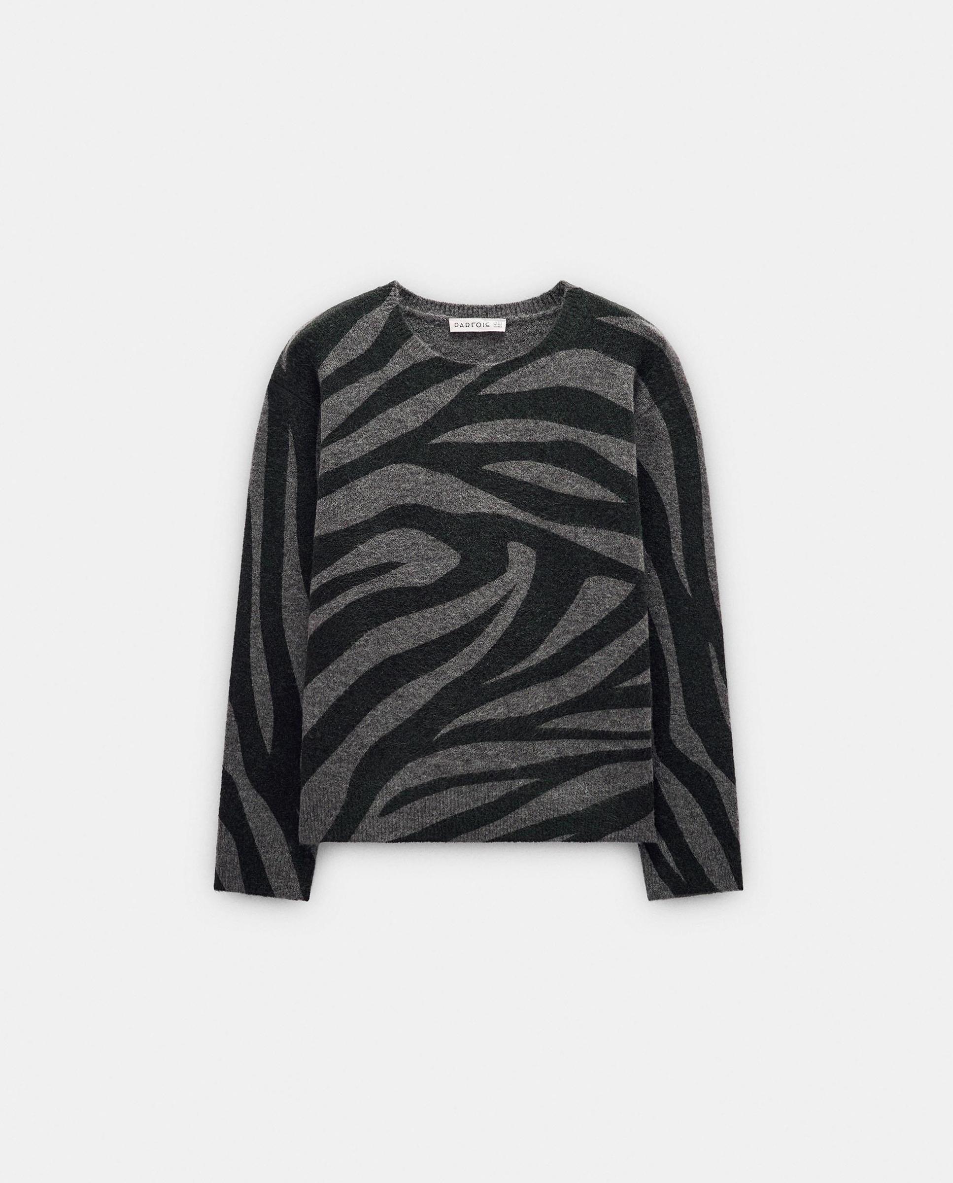 Jersey de mujer de manga larga con estampado animal print - Parfois - Gris Gris-6