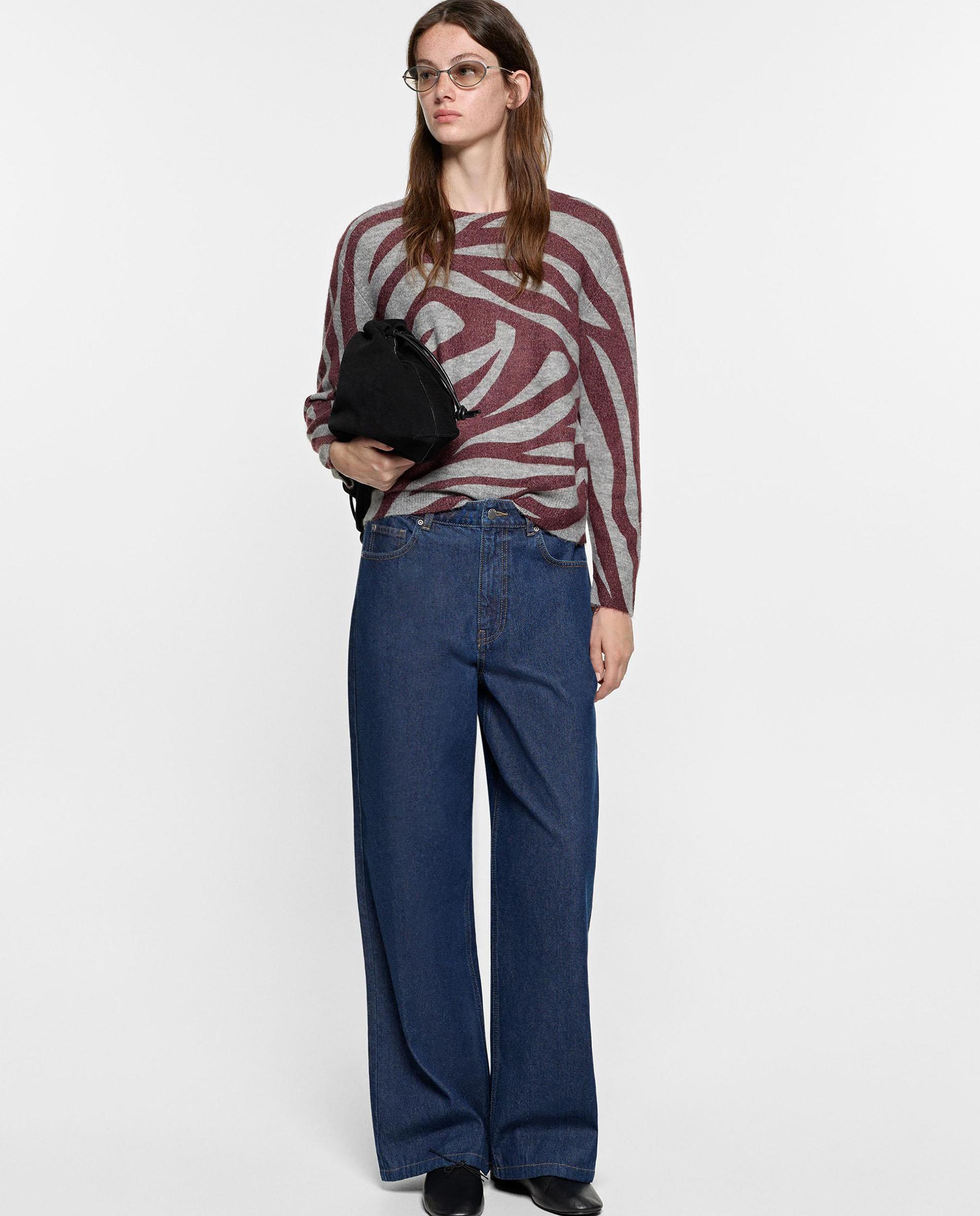 Jersey de mujer de manga larga con estampado animal print - Parfois - Burdeos Burdeos-2