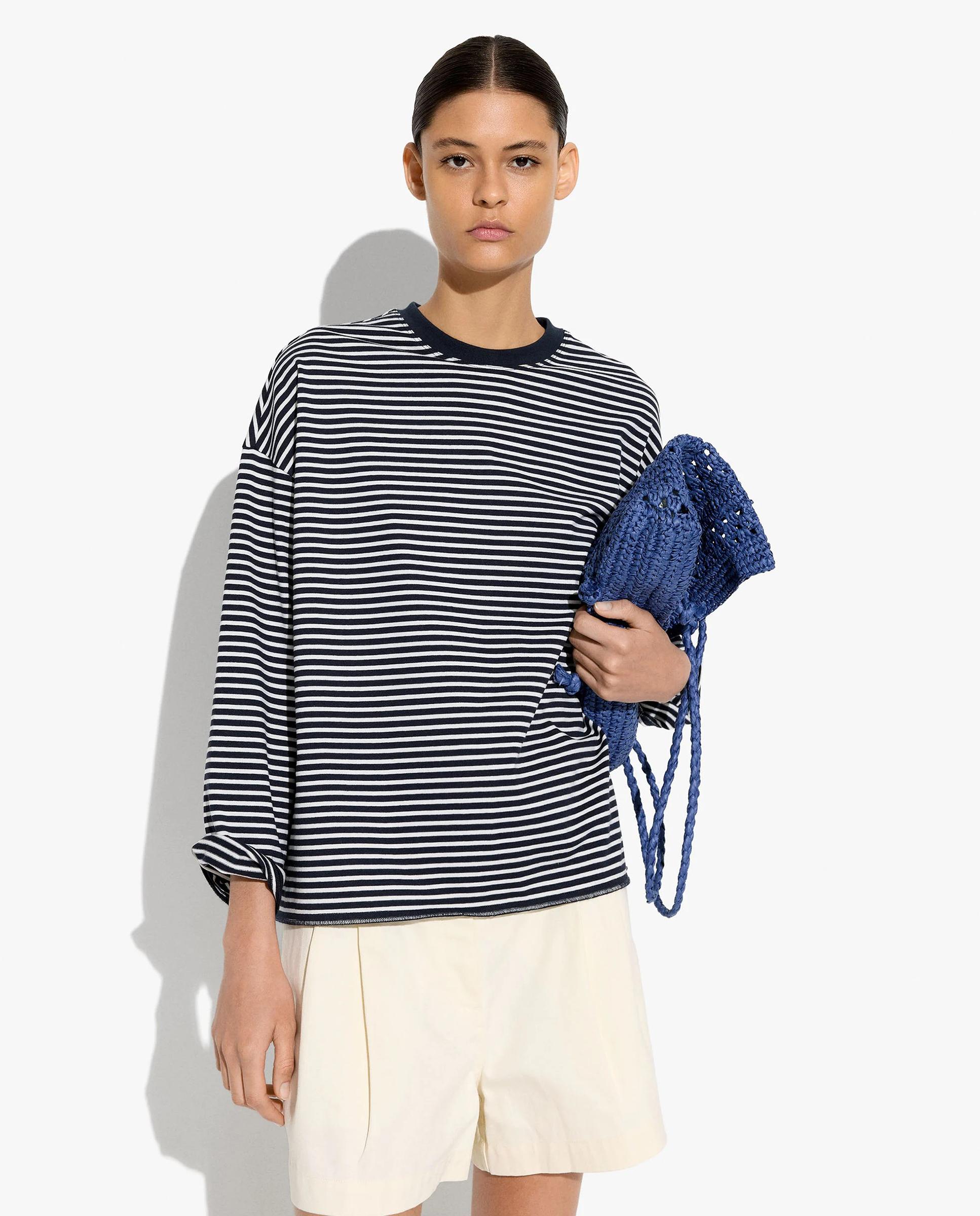 Parfois - Camiseta de mujer de manga larga con estampado de rayas.