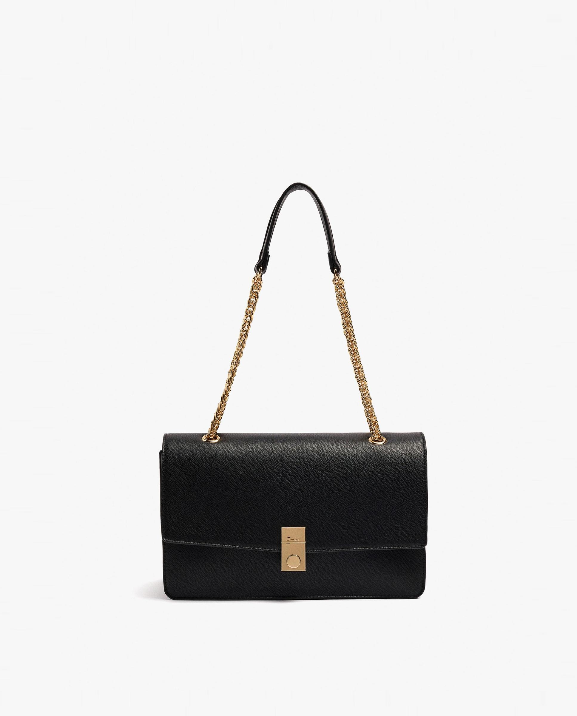 Bolso de hombro con solapa y cierre imantado en liso - Parfois - Negro Negro-1