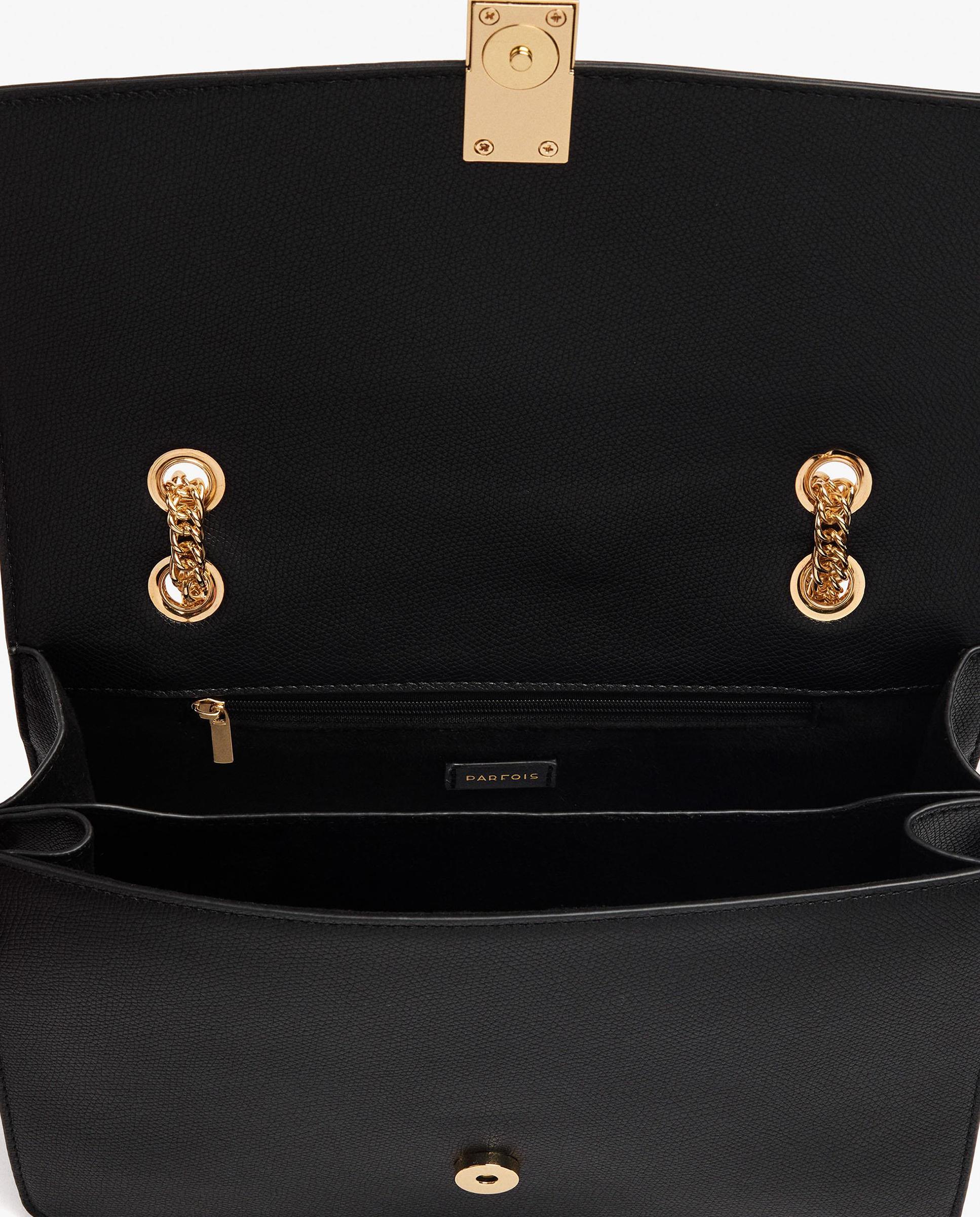 Bolso de hombro con solapa y cierre imantado en liso - Parfois - Negro Negro-4