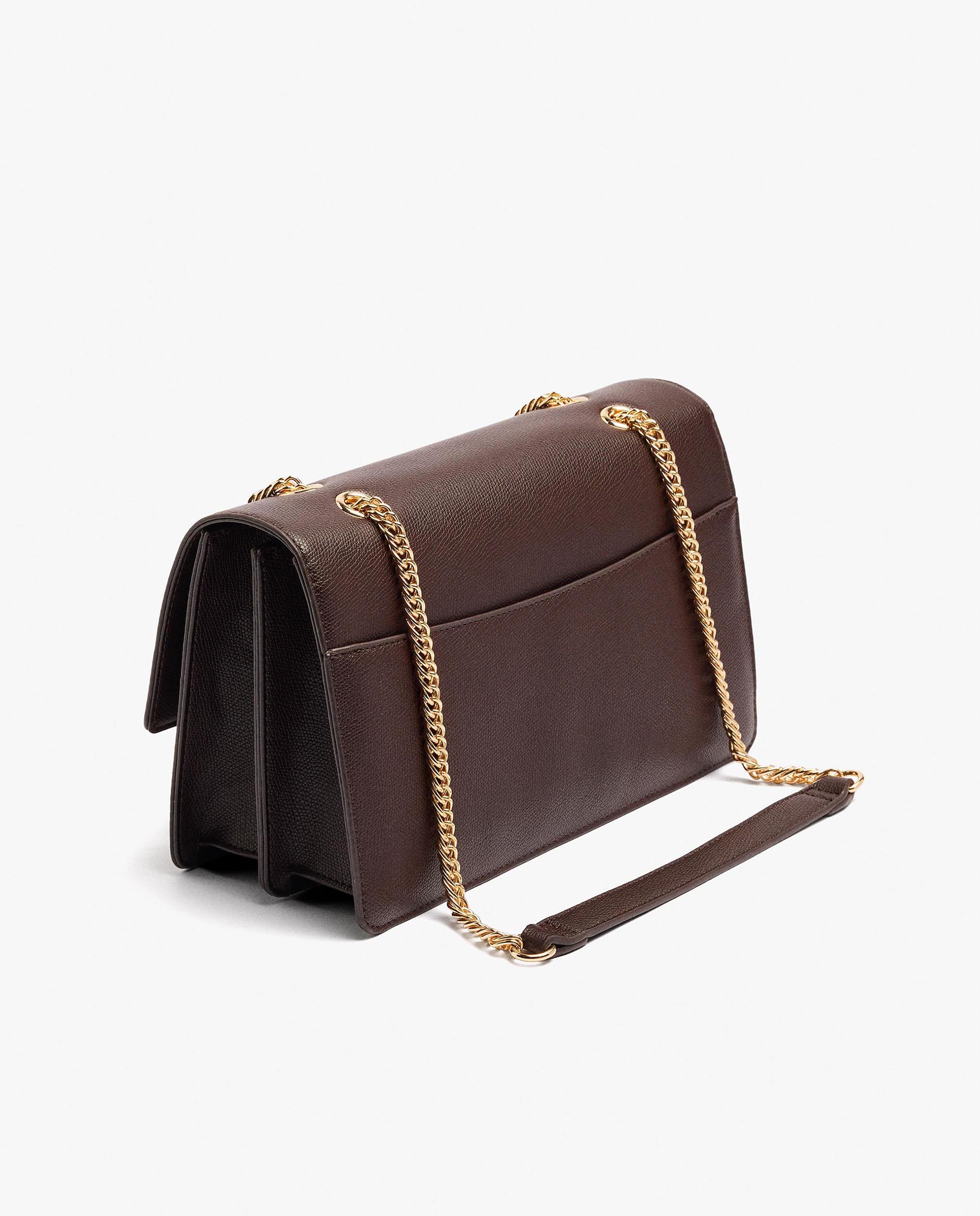 Bolso de hombro con solapa y cierre imantado en liso - Parfois - Marrón oscuro Marrón oscuro-2