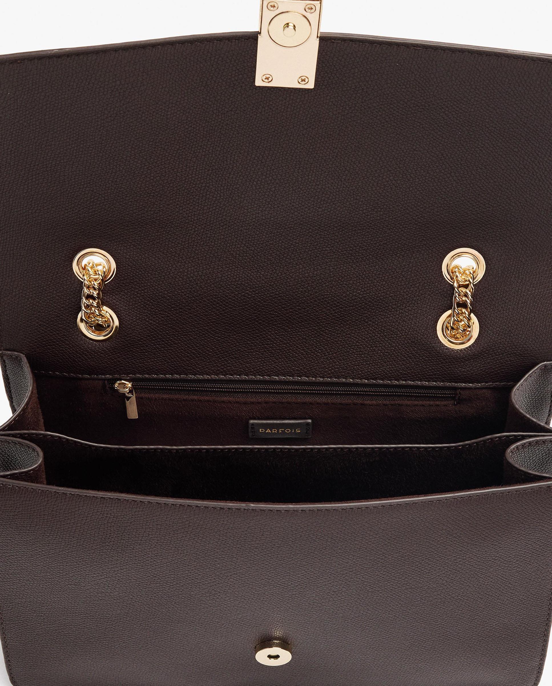 Bolso de hombro con solapa y cierre imantado en liso - Parfois - Marrón oscuro Marrón oscuro-4