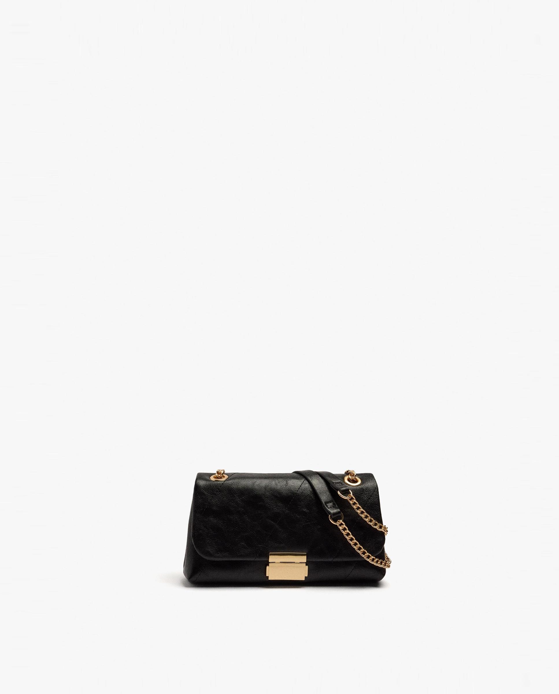 Bolso de hombro con solapa y cierre de botón en liso - Parfois - Negro Negro-1