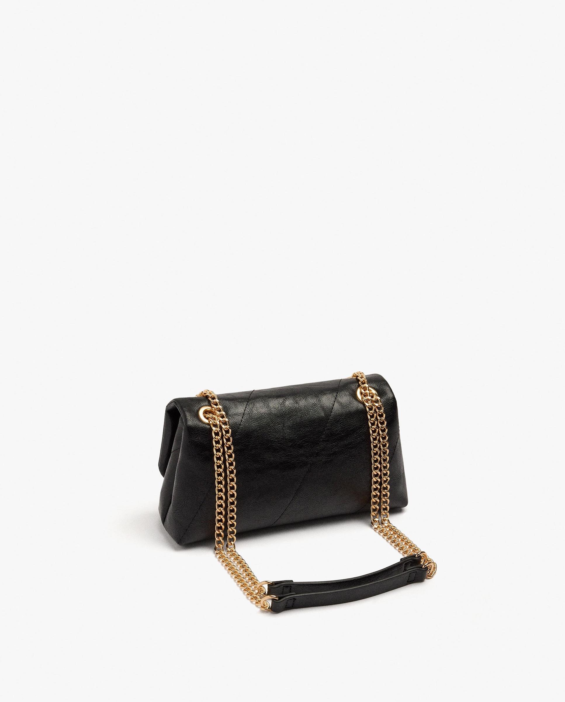 Bolso de hombro con solapa y cierre de botón en liso - Parfois - Negro Negro-2