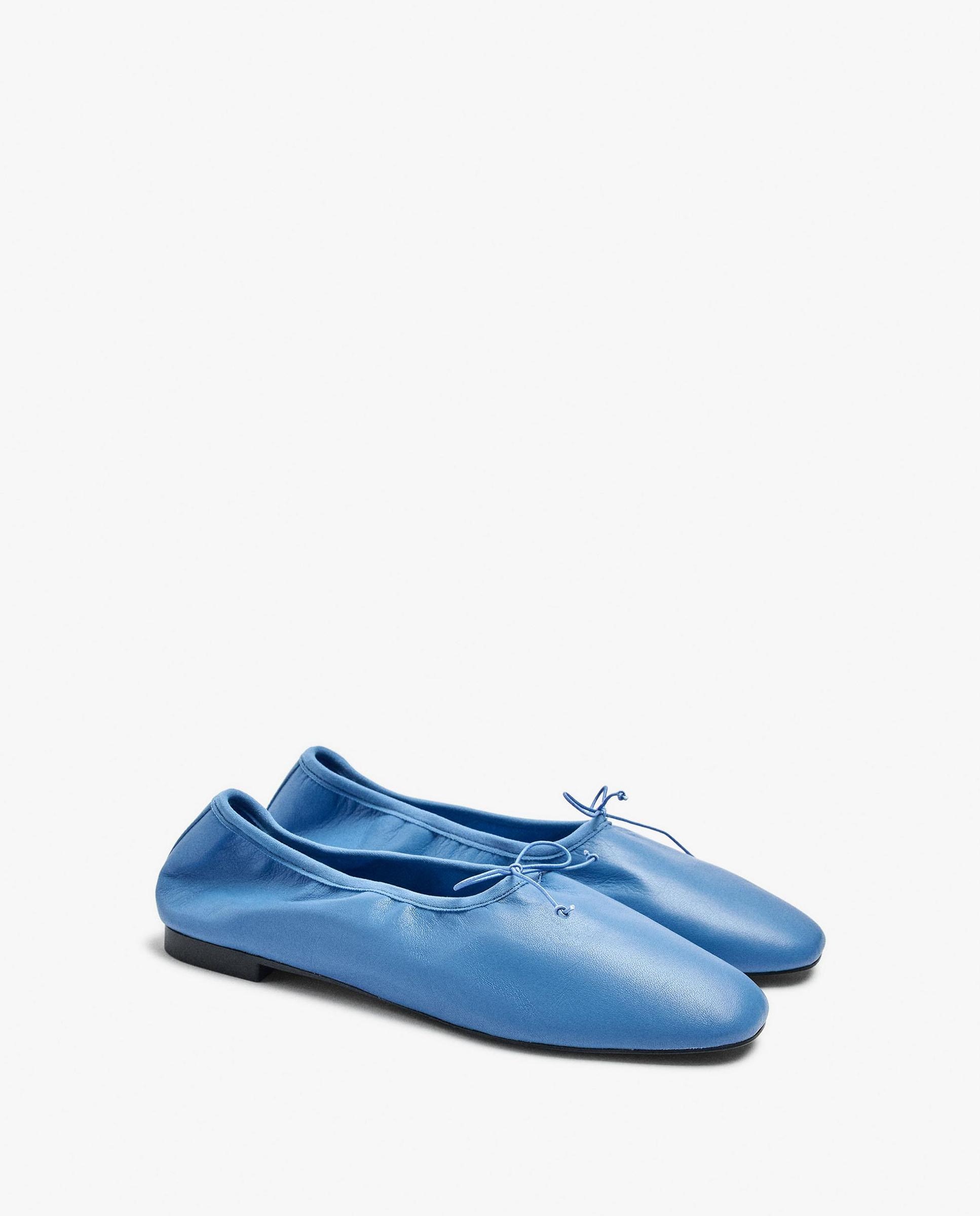 Bailarinas planas de mujer 100% piel en liso - Parfois - Azul Azul-2