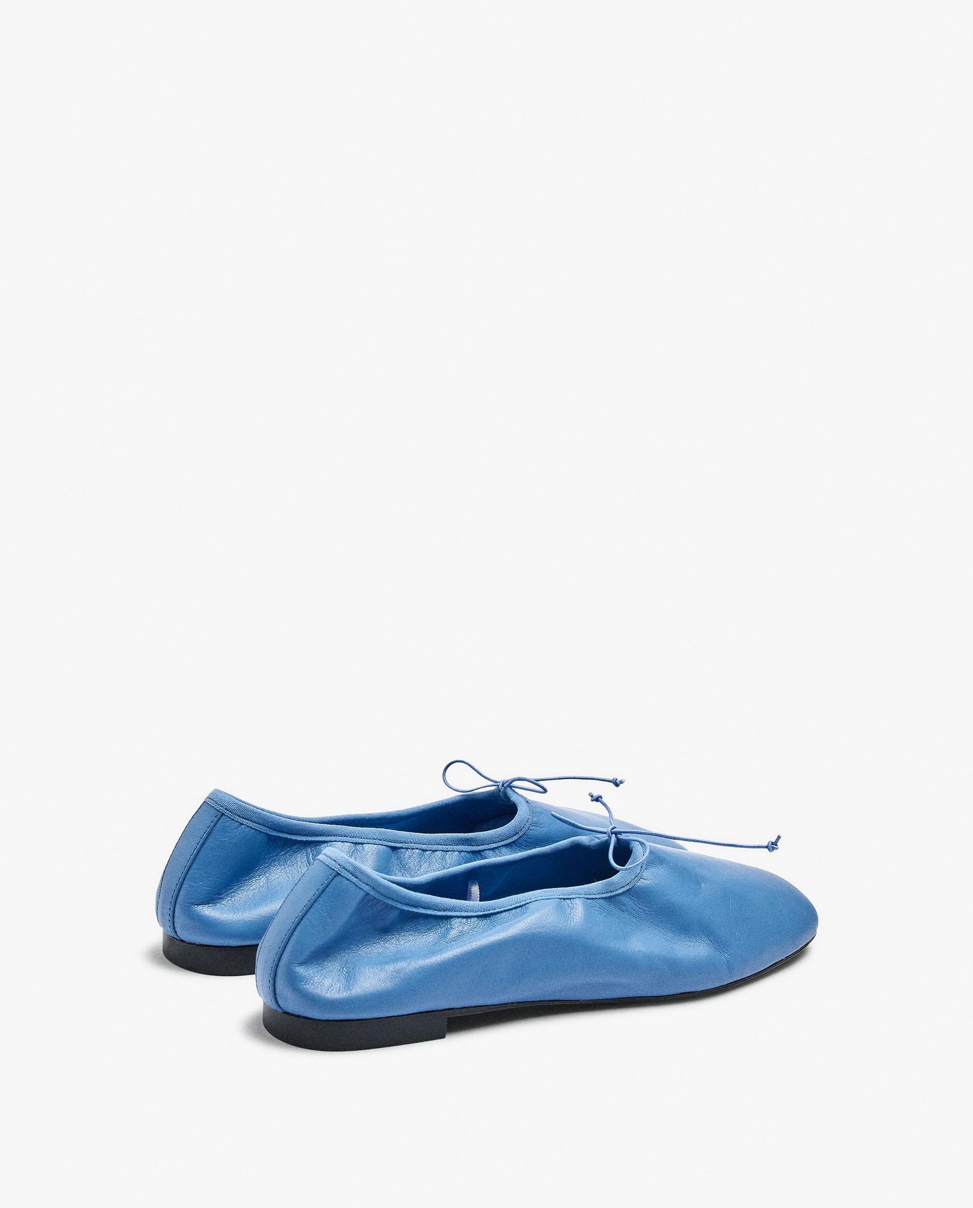 Bailarinas planas de mujer 100% piel en liso - Parfois - Azul Azul-4