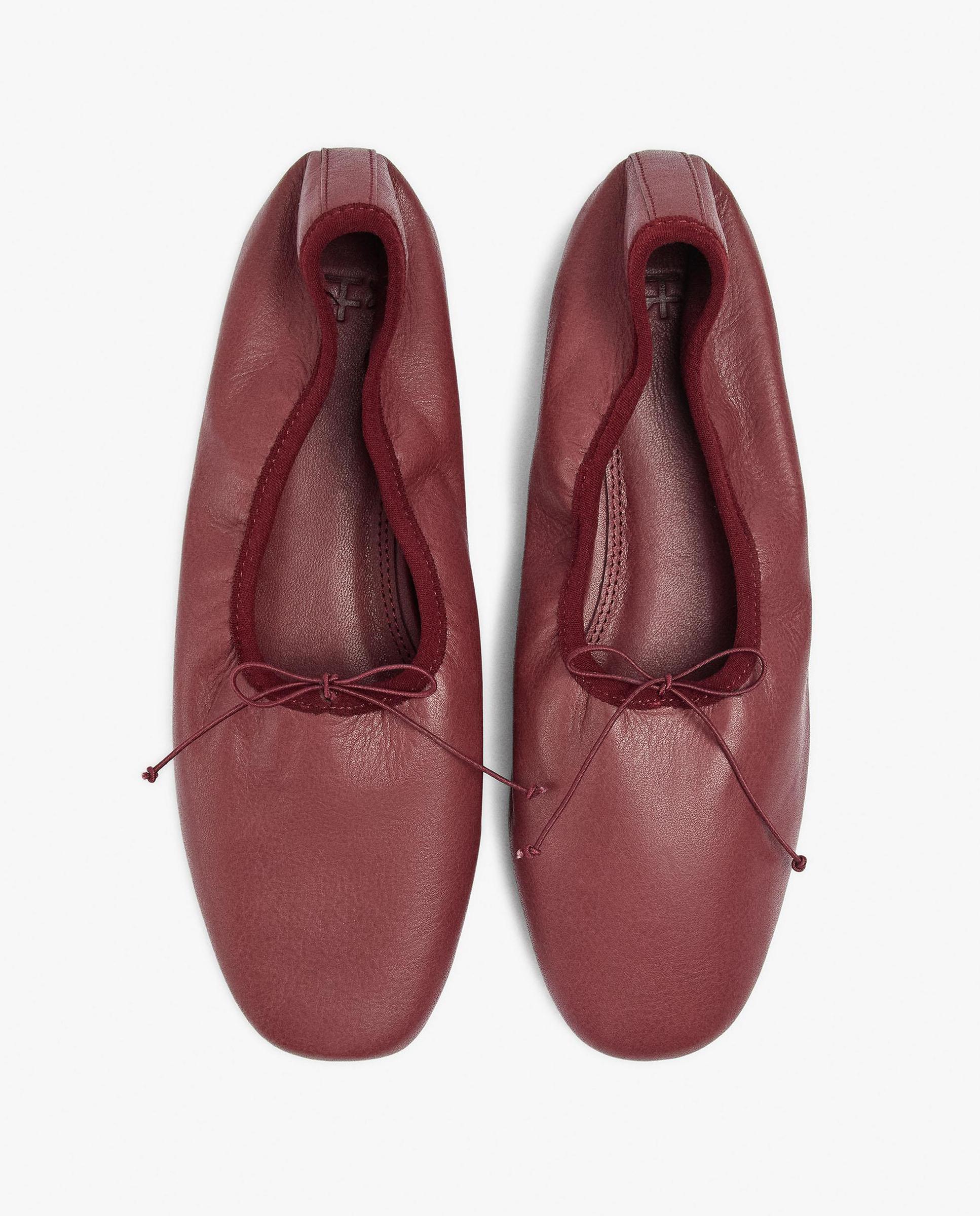 Bailarinas planas de mujer de piel con detalle de lazo decorativo en liso - Parfois - Burdeos Burdeos-5