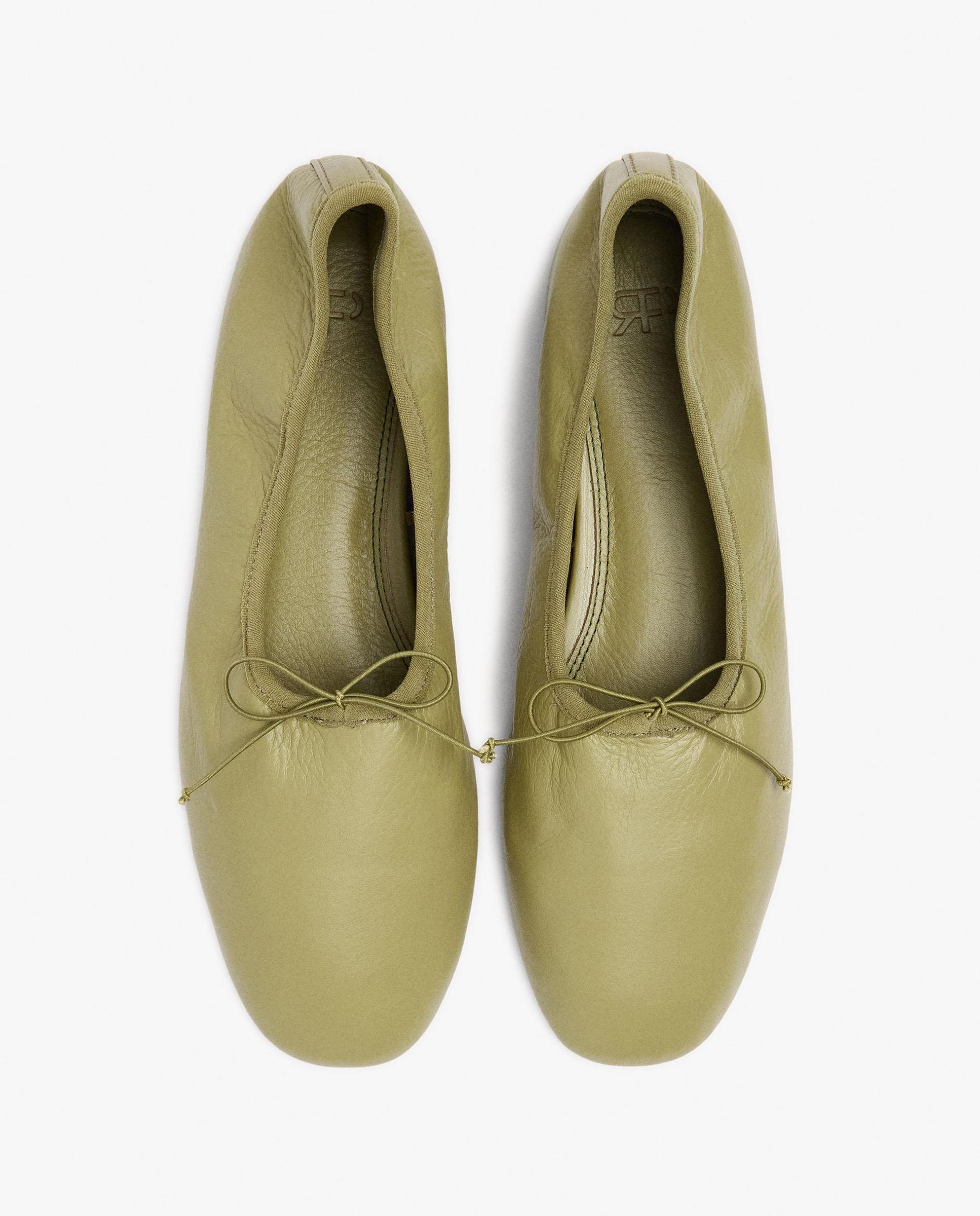 Bailarinas planas de mujer 100% piel en liso - Parfois - Kaki Kaki-3