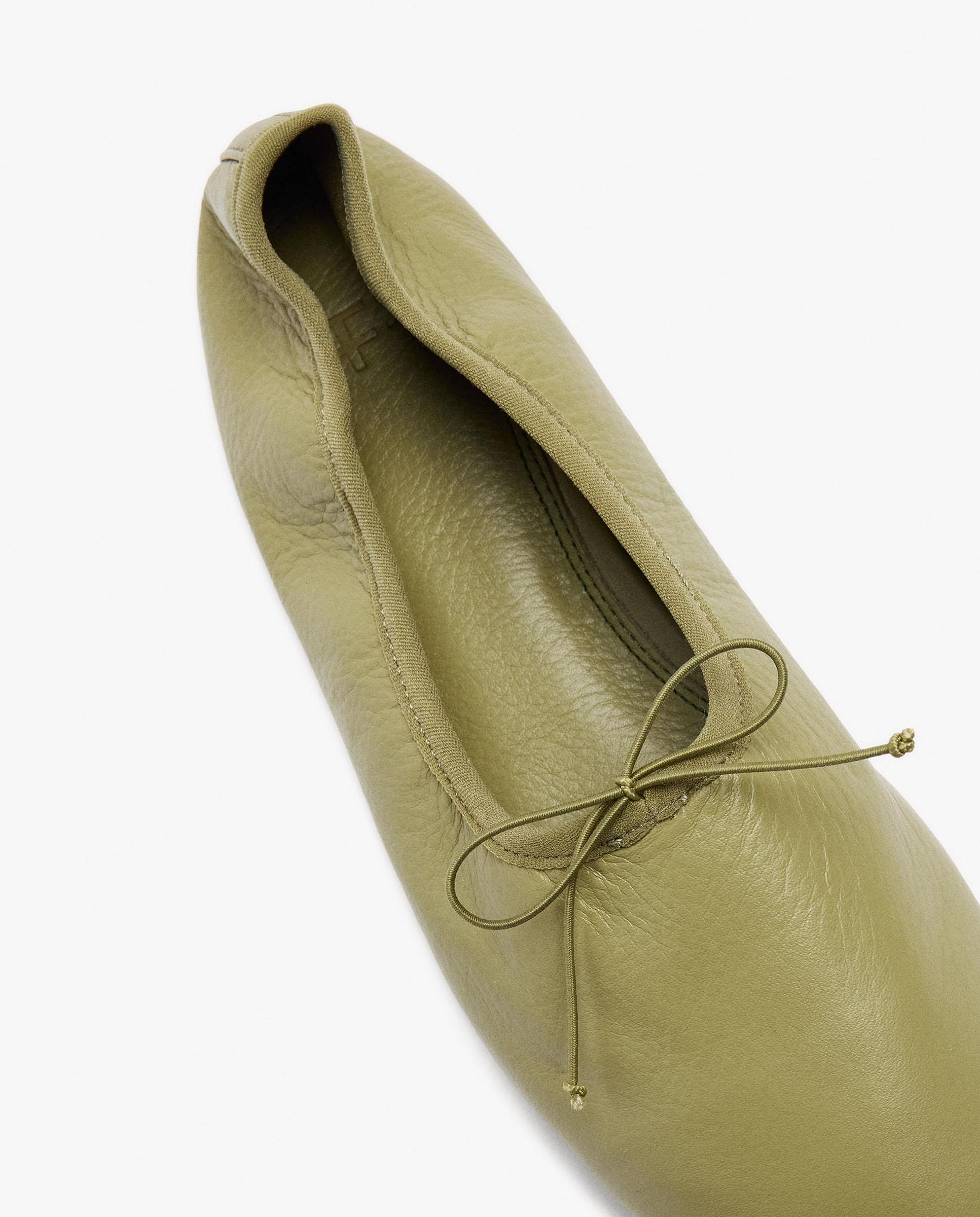 Bailarinas planas de mujer 100% piel en liso - Parfois - Kaki Kaki-5