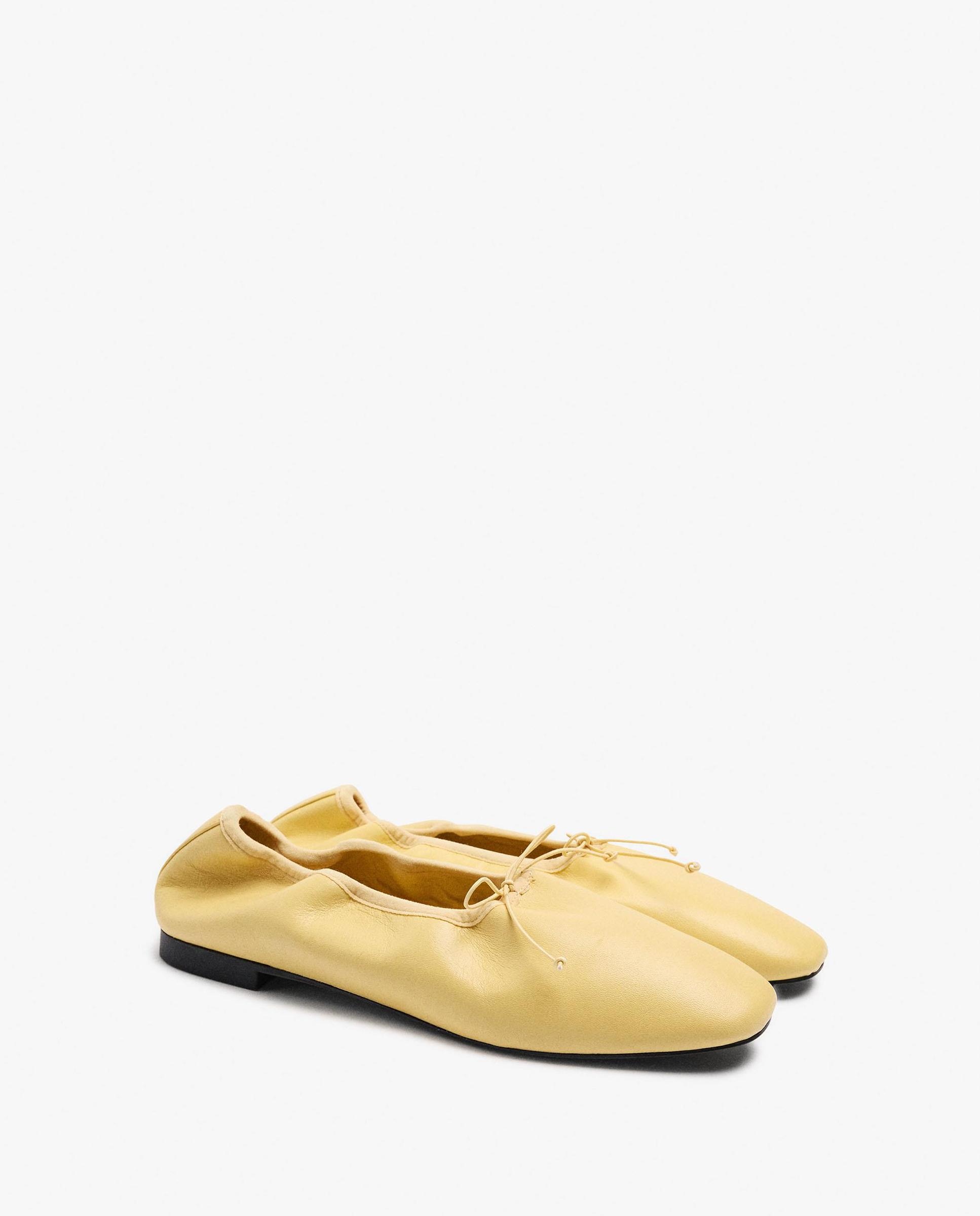 Bailarinas planas de mujer 100% piel en liso - Parfois - Amarillo Amarillo-2