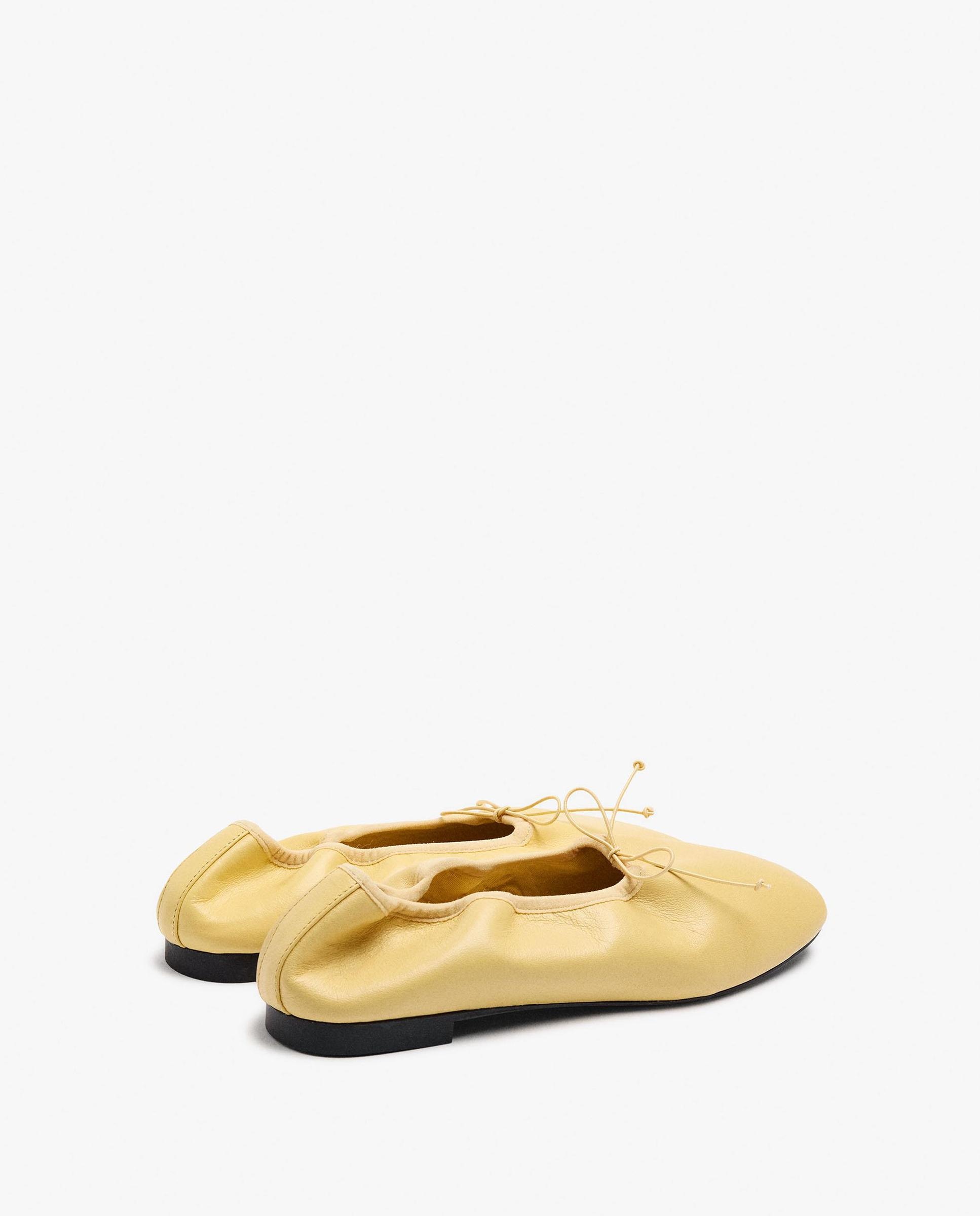 Bailarinas planas de mujer 100% piel en liso - Parfois - Amarillo Amarillo-4