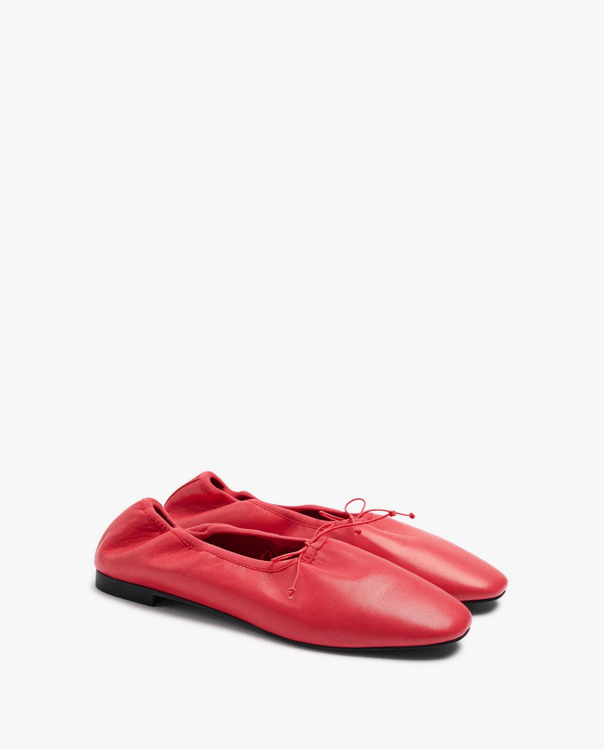 Bailarinas planas de mujer 100% piel en liso - Parfois - Rojo Rojo-2
