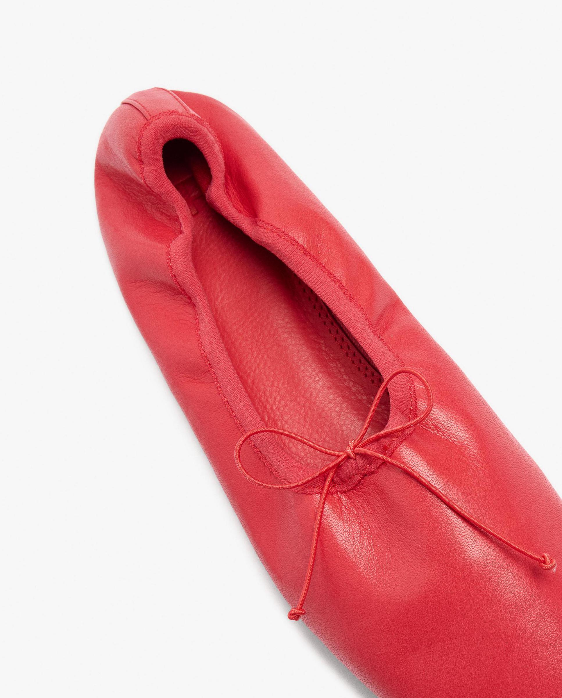 Bailarinas planas de mujer 100% piel en liso - Parfois - Rojo Rojo-5