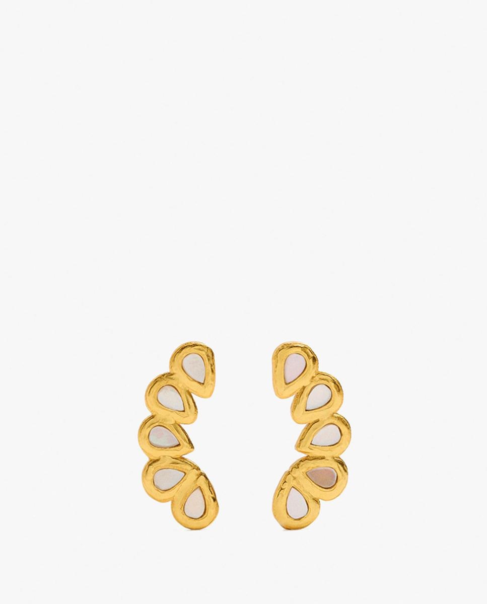 Imagen 0 de Pendientes trepadores con baño de oro de 18 k con piedras Blanco