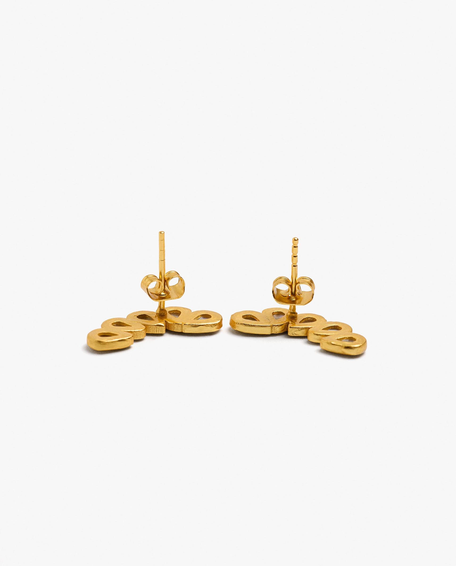 Pendientes trepadores con baño de oro de 18 k con piedras - Parfois - Blanco Blanco-3