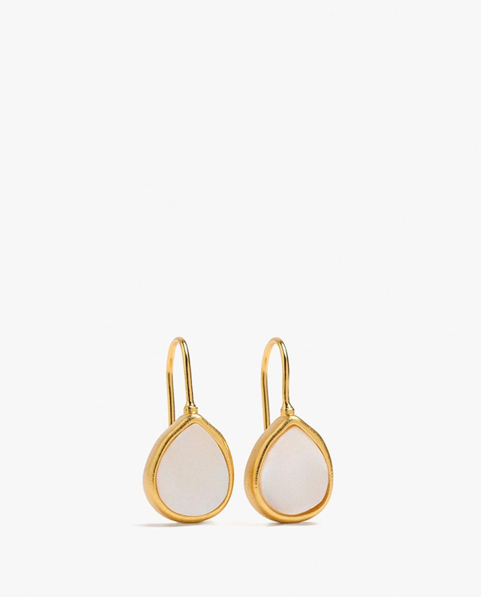 Pendientes con baño de oro de 18 k con piedra central - Parfois - Blanco Blanco-1