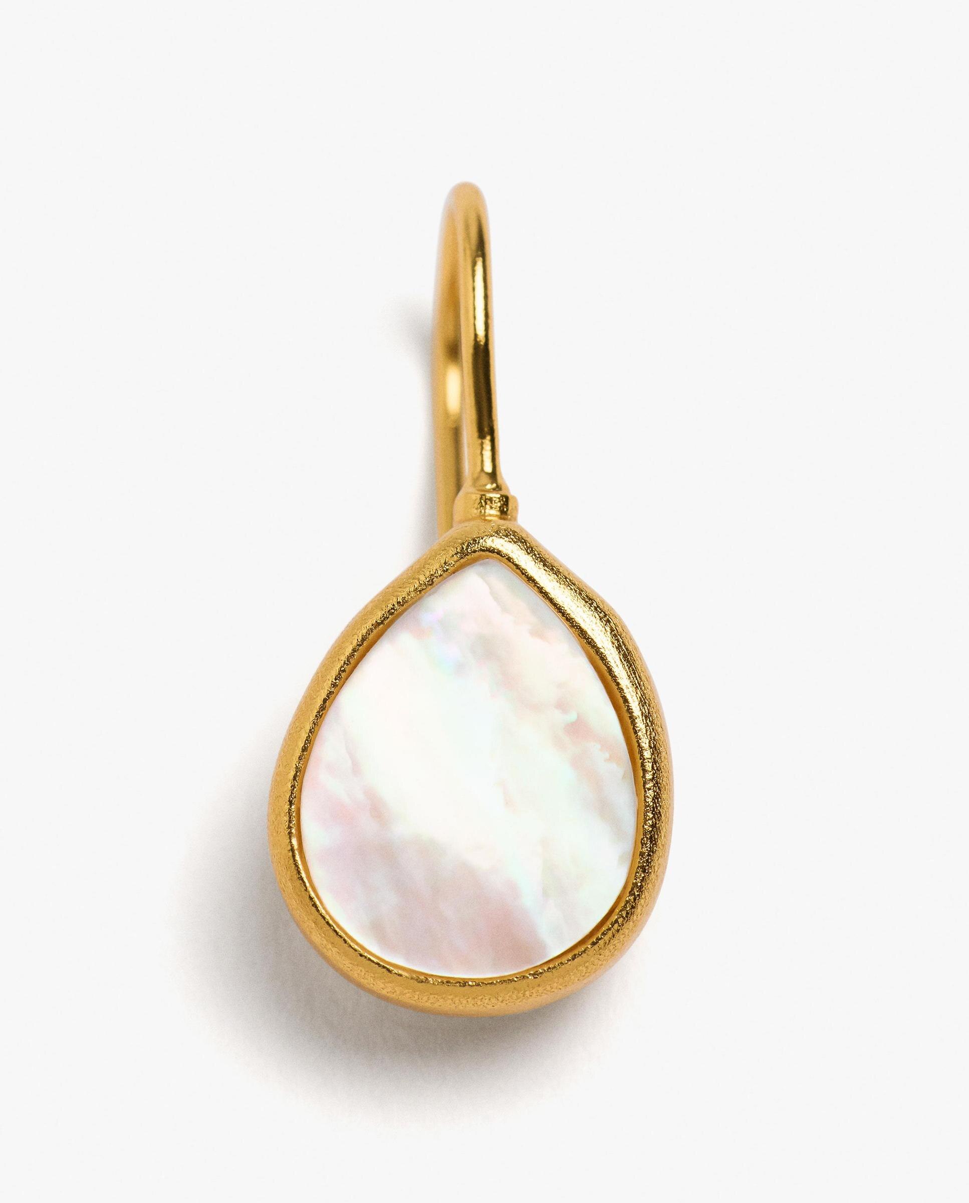 Pendientes con baño de oro de 18 k con piedra central - Parfois - Blanco Blanco-2