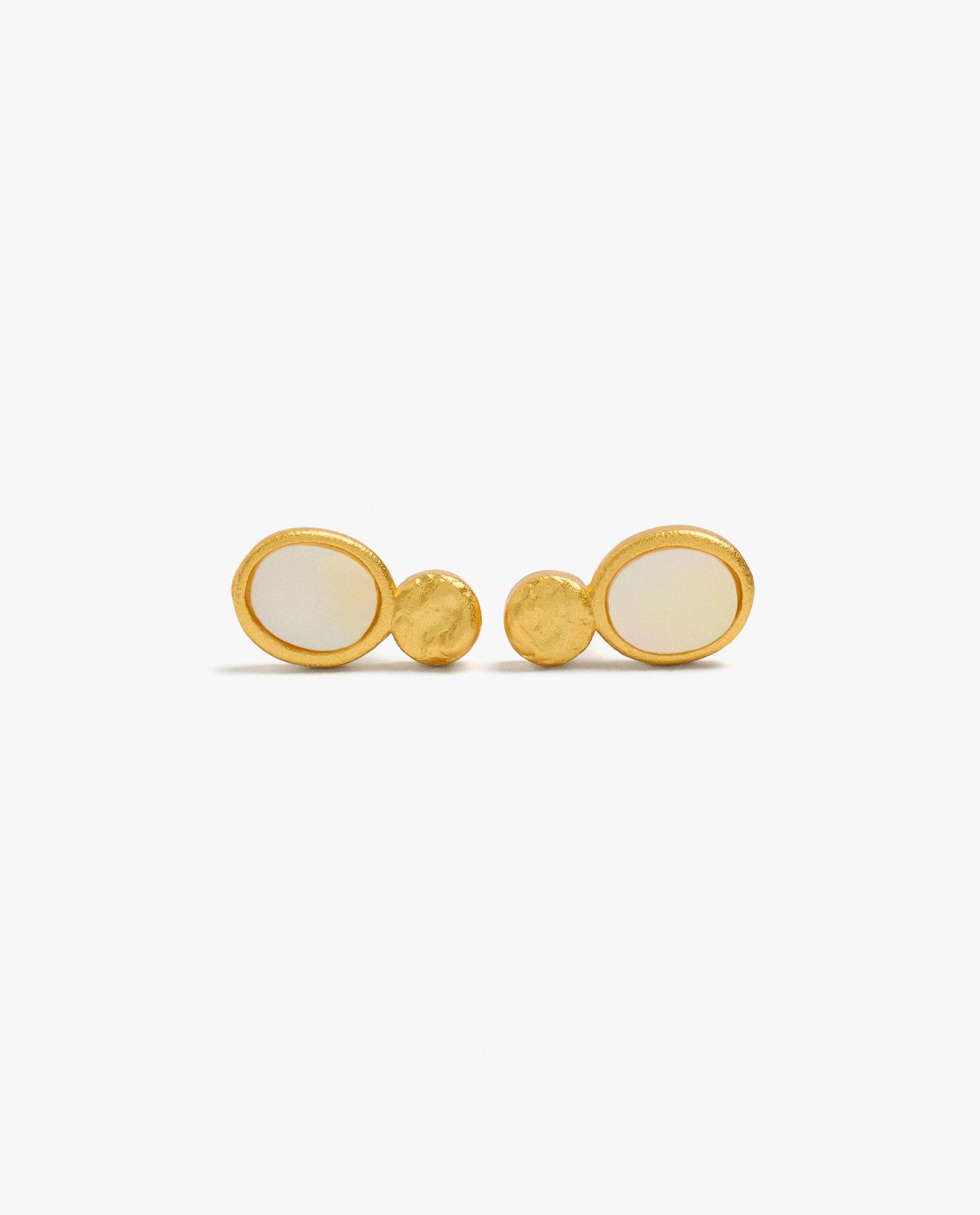 Pendientes con baño de oro de 18 k con piedra central - Parfois - Blanco Blanco-2