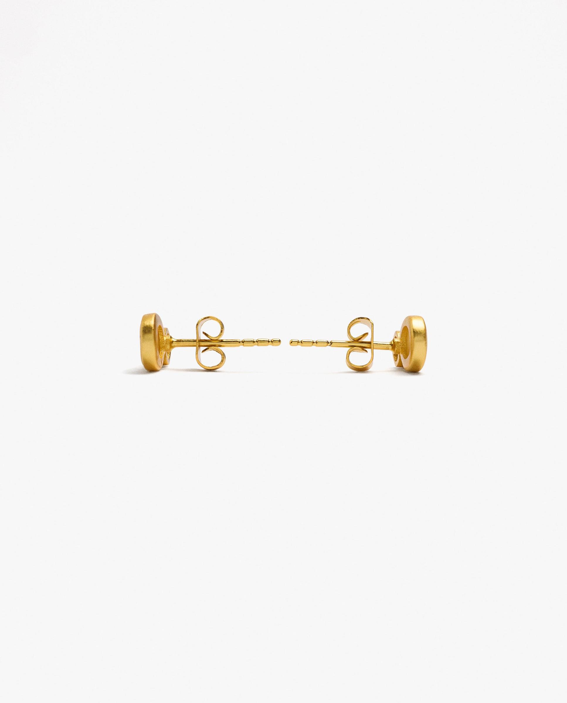 Pendientes con baño de oro de 18 k con piedra central - Parfois - Blanco Blanco-3