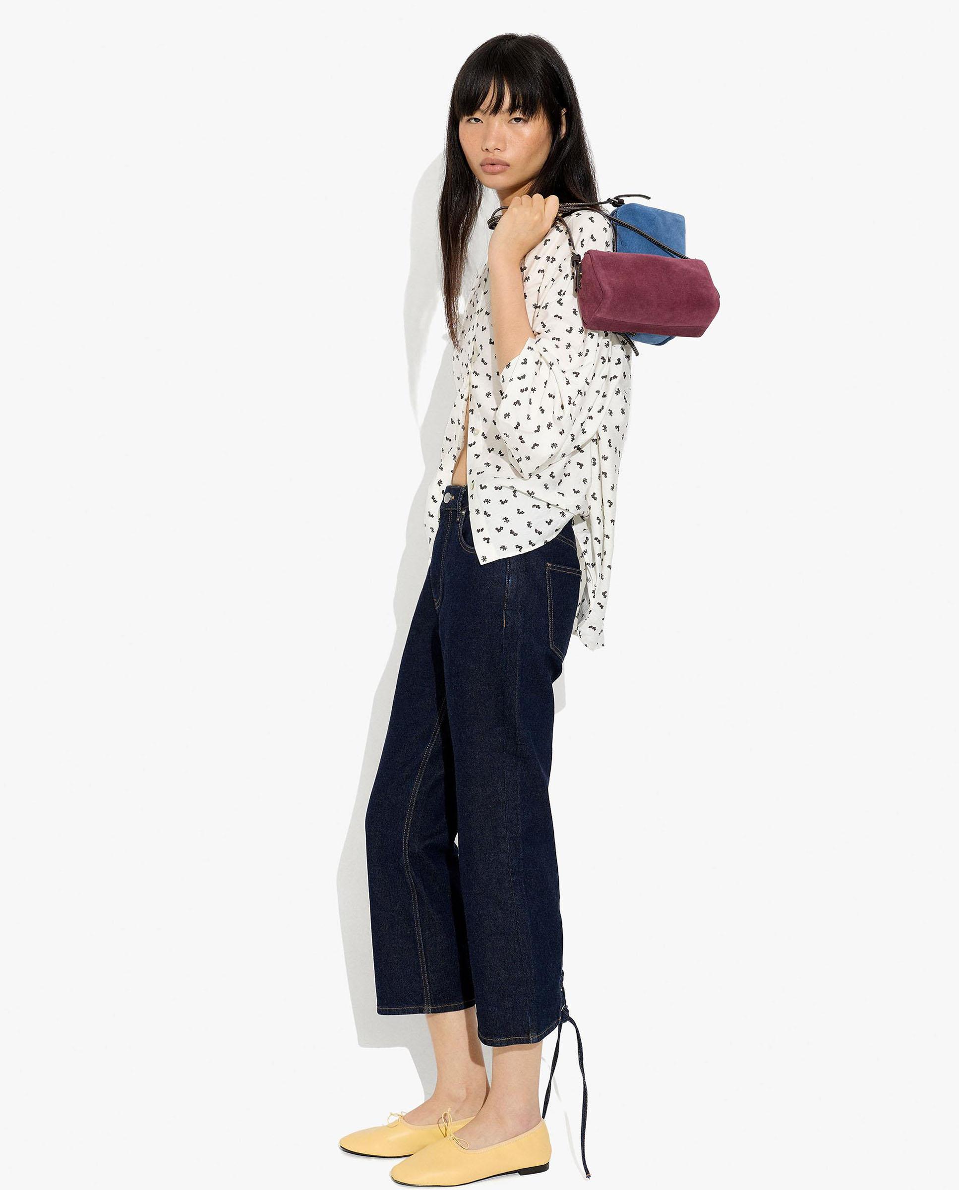 Camisa de mujer de manga francesa con cuello mao y microestampados - Parfois - Blanco Blanco-2