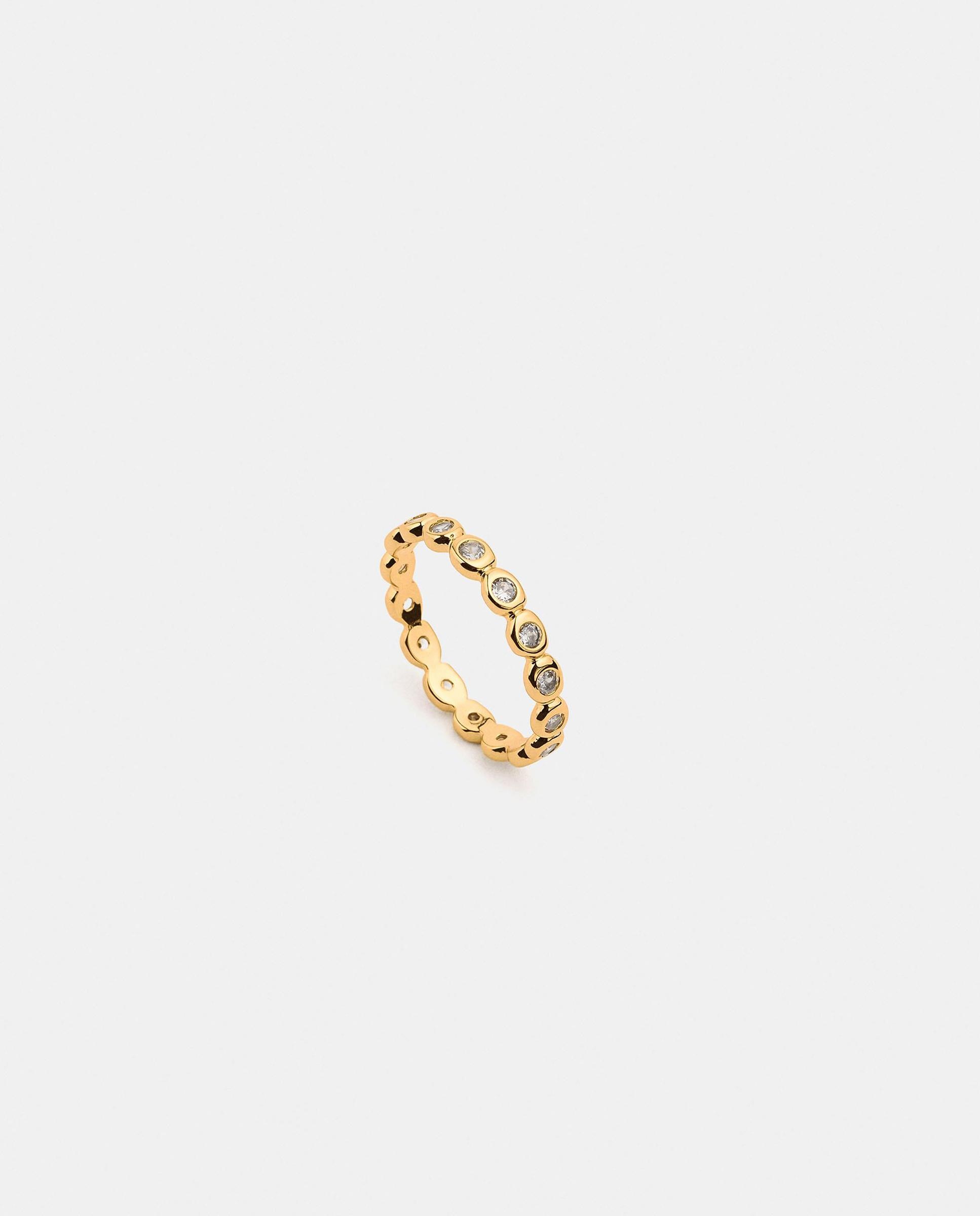 Imagen 0 de Anillo con circonitas bañado en oro de 18 k Blanco